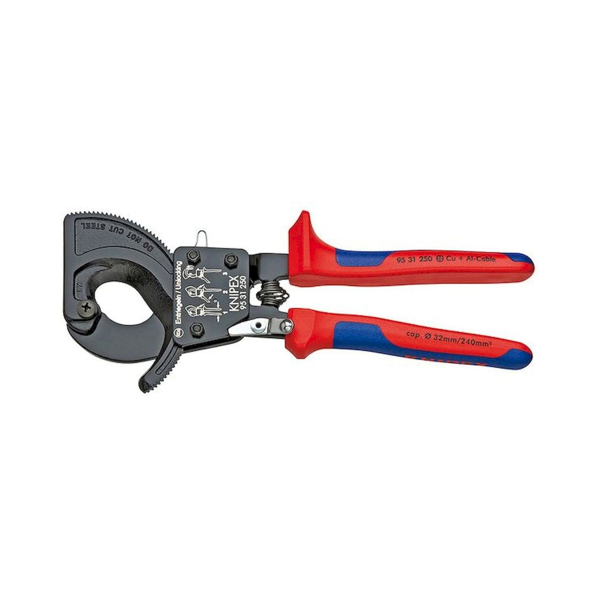 Knipex 95 31 250. Kabelschneider (Ratschenprinzip), schwarz lackiert, 250 mm