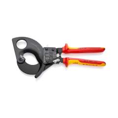 Knipex 95 36 280. Kabelschneider (Ratschenprinzip), schwarz lackiert, isoliert, 280 mm