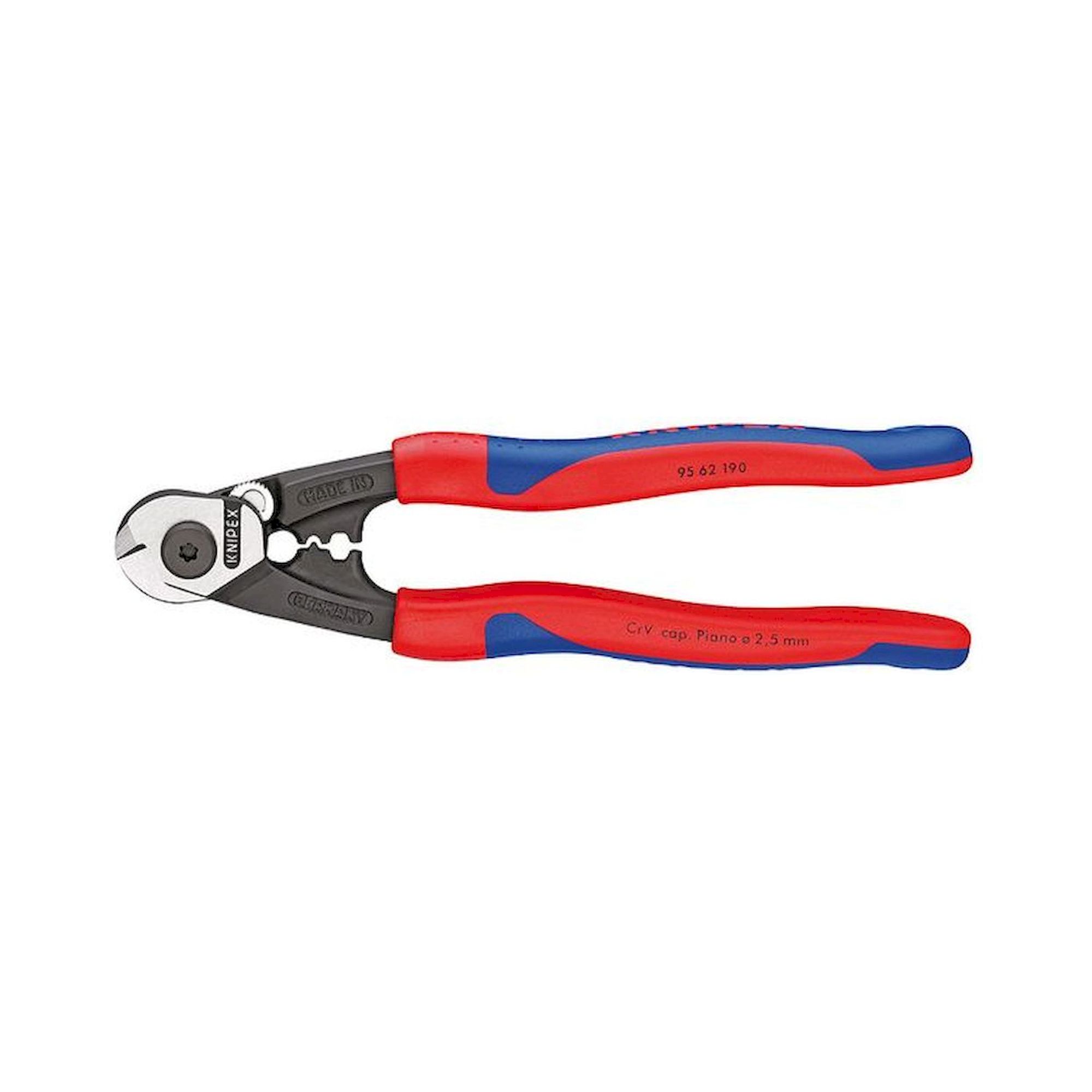 Knipex 95 62 190. wire  rope cutter, forged, 7 mm / 5 mm / 4 mm / 2.5 mm, 190 mm