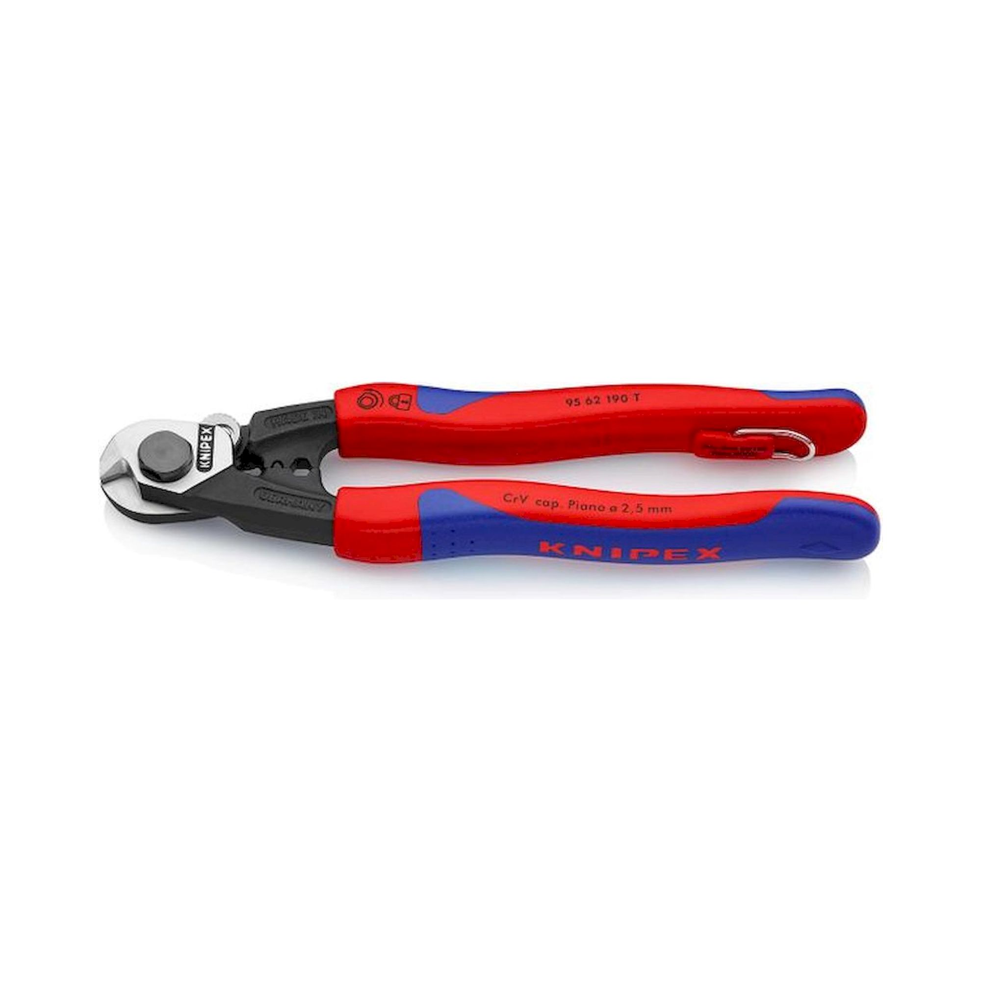 Knipex 95 62 190 T. Ciseaux pour fil métallique, forgé, Ø 7 mm / Ø 5 mm / Ø 4 mm / Ø 2,5 mm