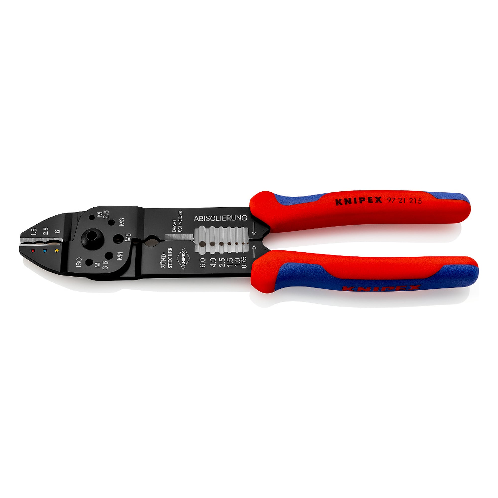 Crimpzange für isolierte Kabelschuhe und Verbinder, 0,5 - 6,0 mm², 230 mm