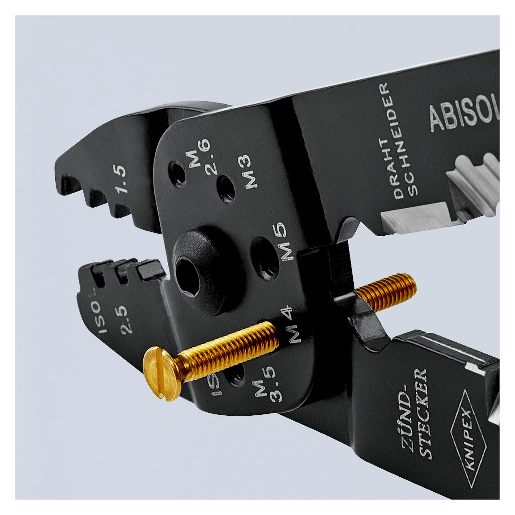 Crimping pliers for non-insulated open plug connectors 6.3 mm, 0.5 to 2.5 mm², 230 mm