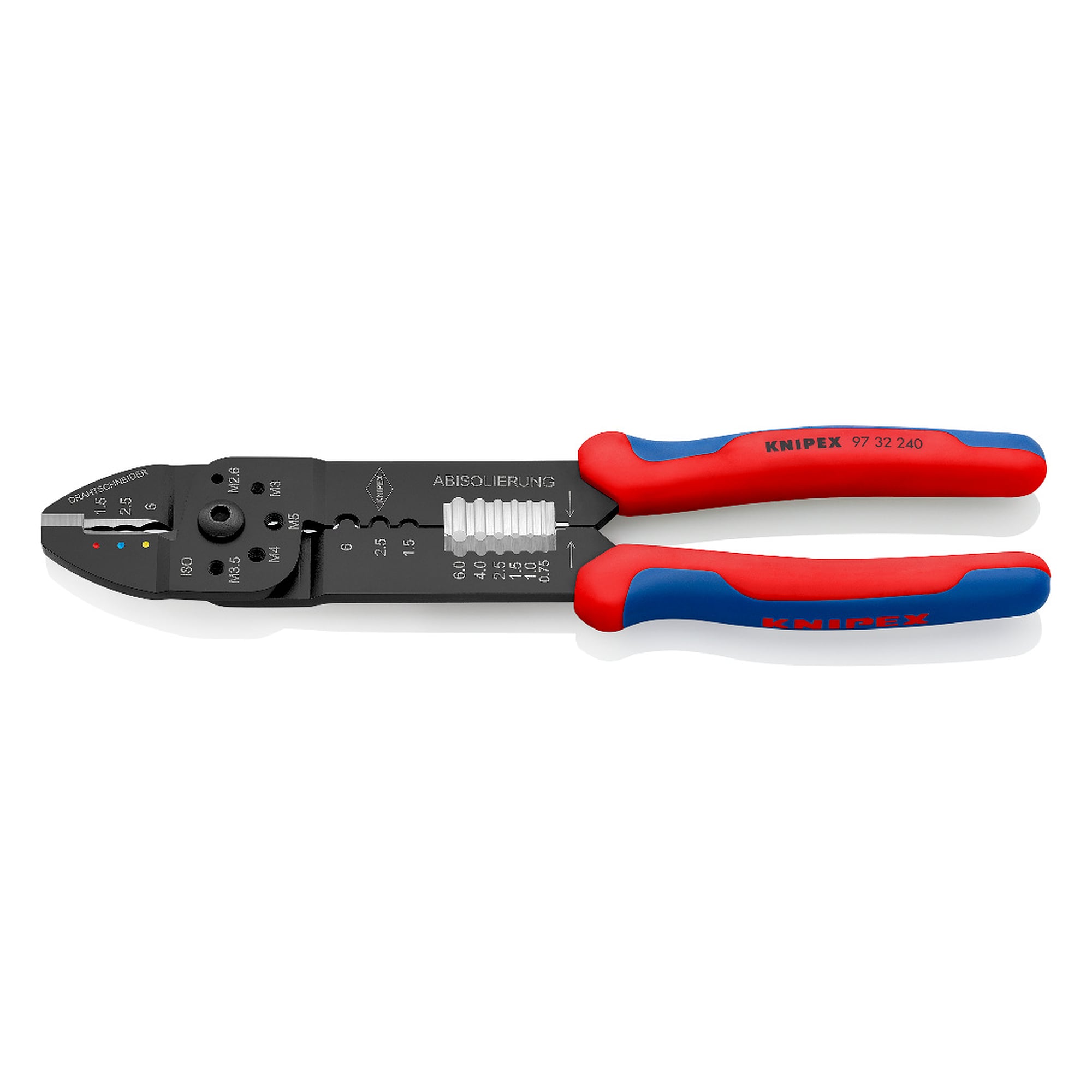 Pince à sertir pour cosses isolées et cosses non isolées, 0,5 à 6,0 mm², 240 mm