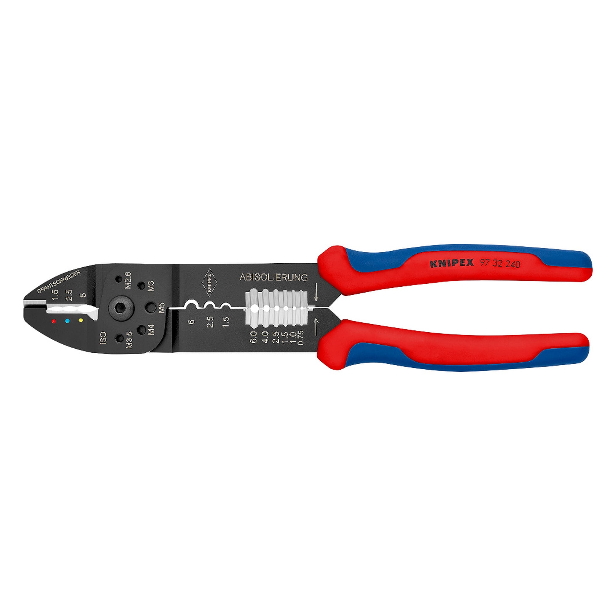 Pince à sertir pour cosses isolées et cosses non isolées, 0,5 à 6,0 mm², 240 mm