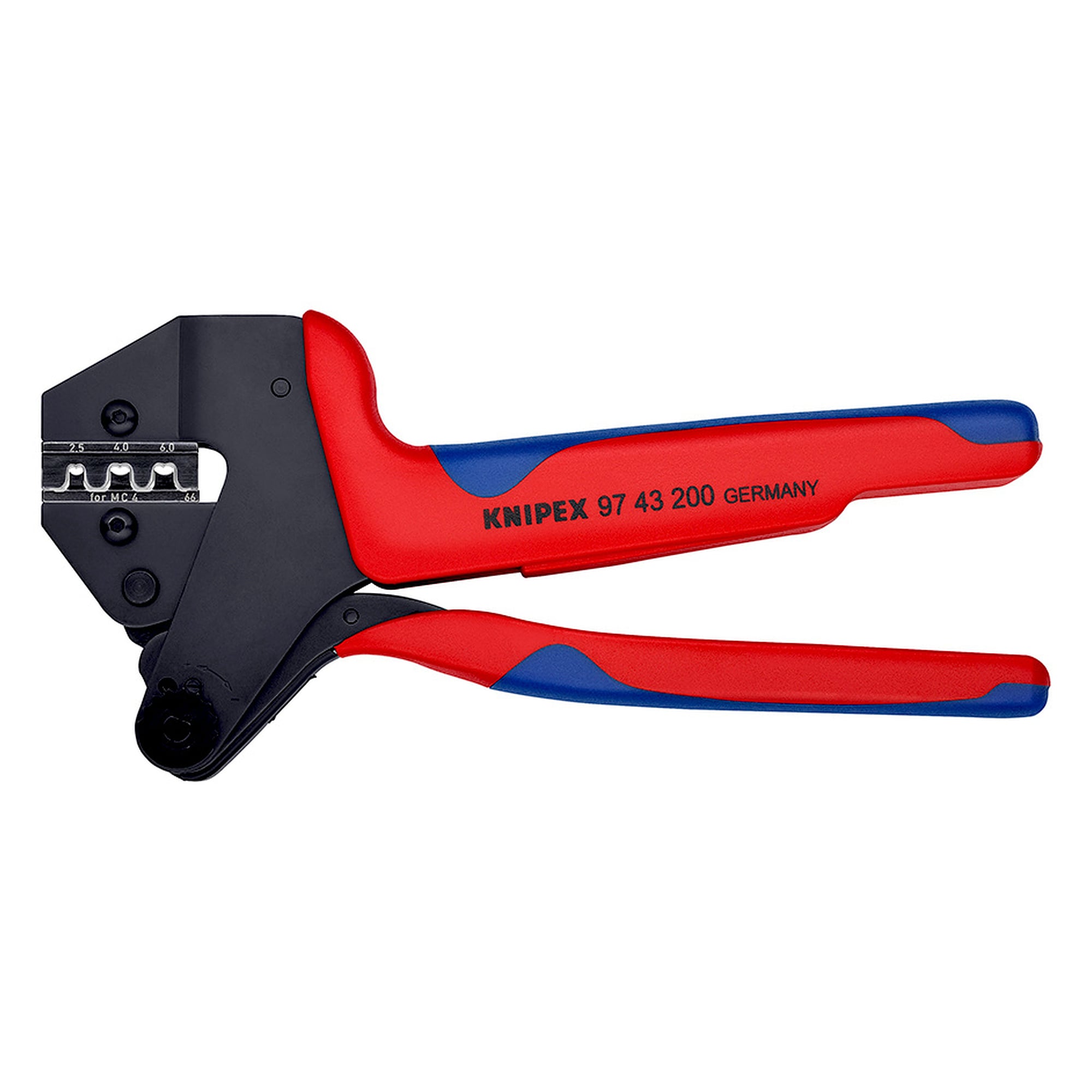 Crimp system pliers for exchangeable crimping dies, in a case, 200 mm