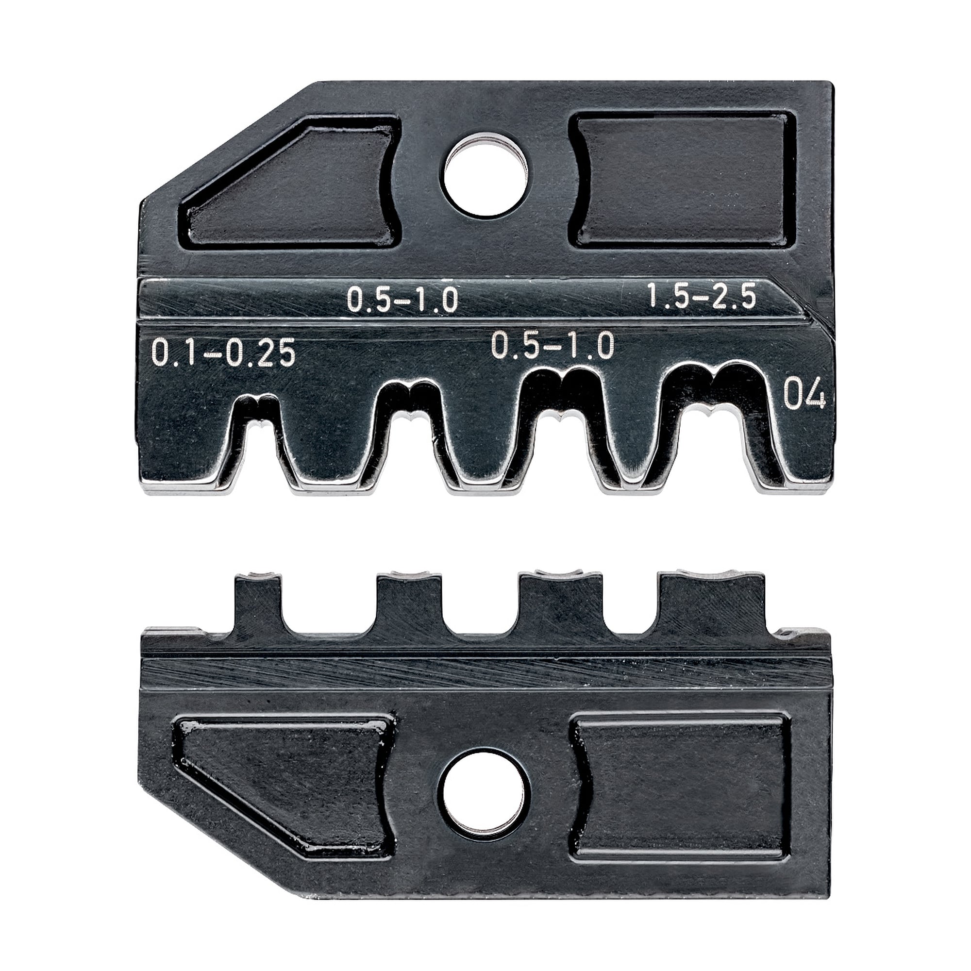 Crimpeinsatz für unisolierte, offene Flachsteckverbinder 2,8 und 4,8 mm, 0,1 bis 2,5 mm²