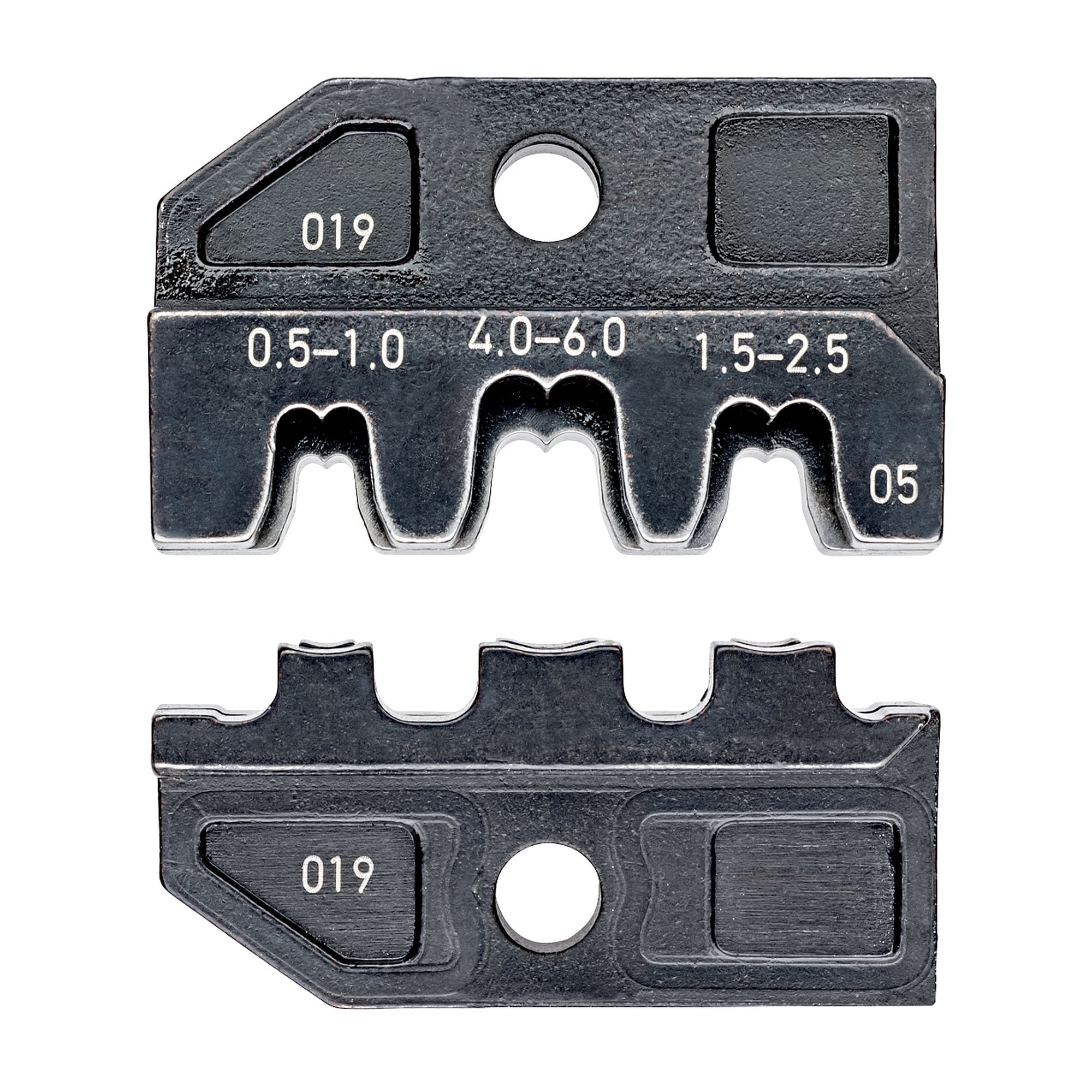 Matrice de sertissage pour connecteurs plats non isolés 4,8 et 6,3 mm, 0,5 à 6,0 mm²
