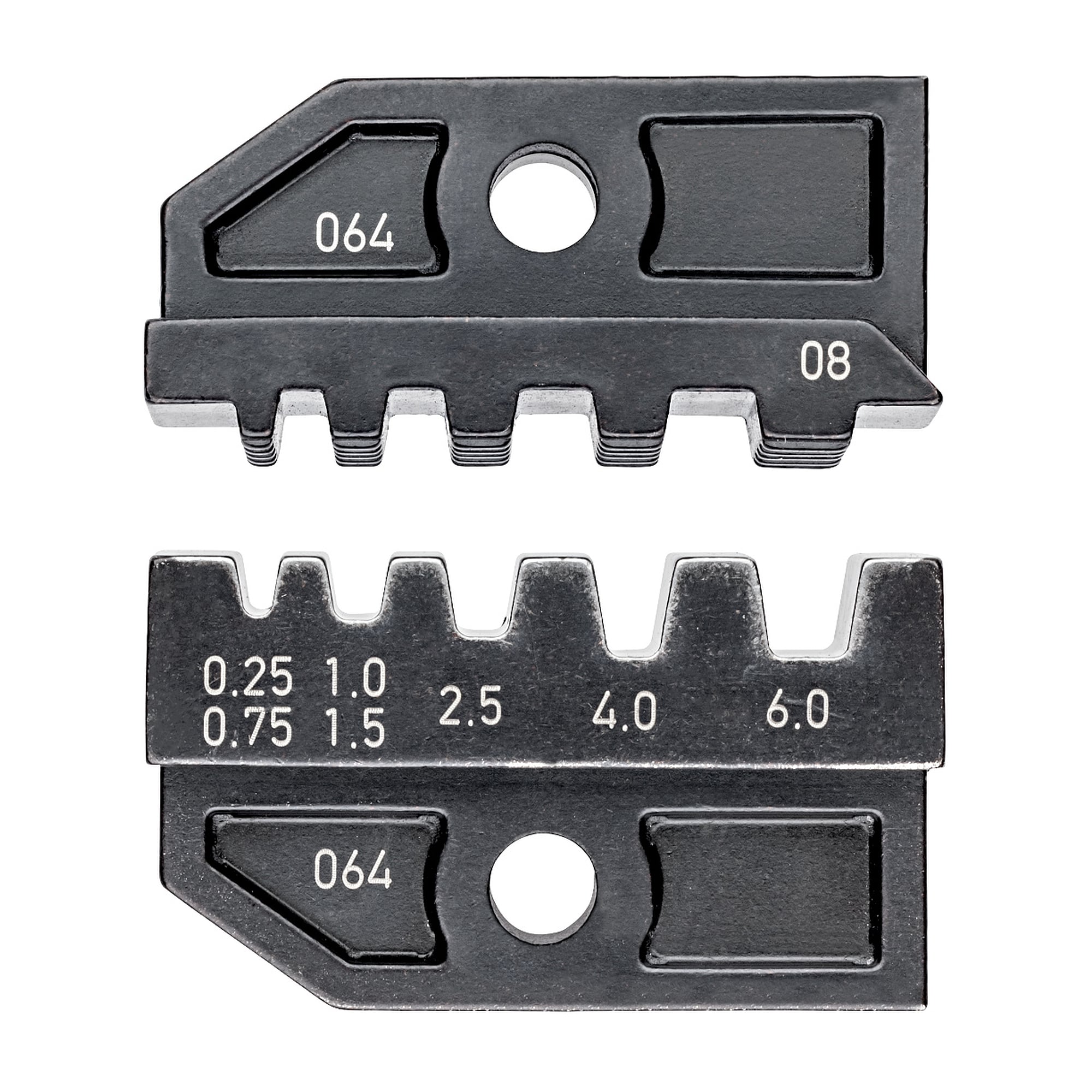 Matrice de sertissage pour embouts de câble isolés et non isolés, 0,25 à 6 mm², cinq logements