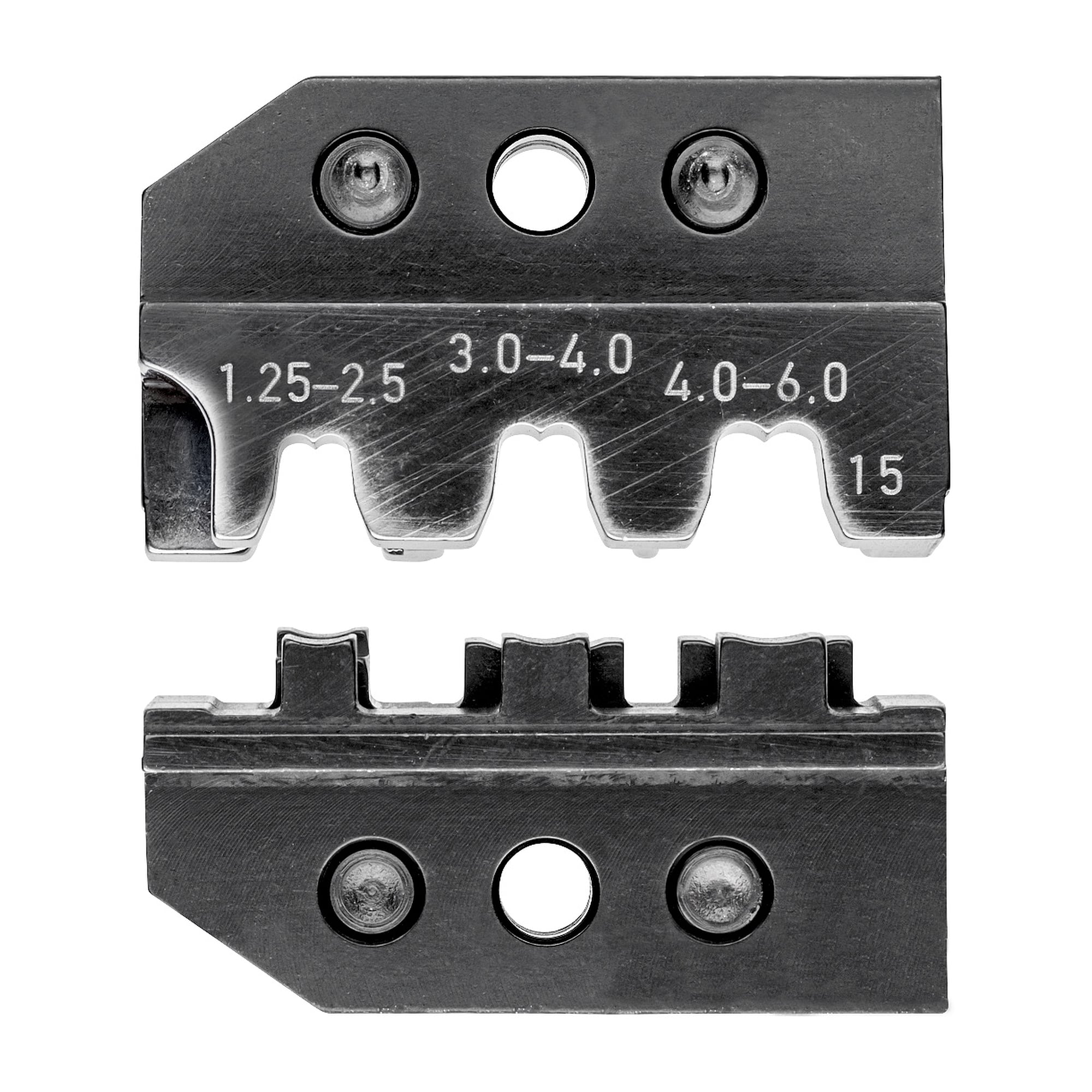 Crimping die for flag terminals and uninsulated open connectors, 1.5 to 6 mm²
