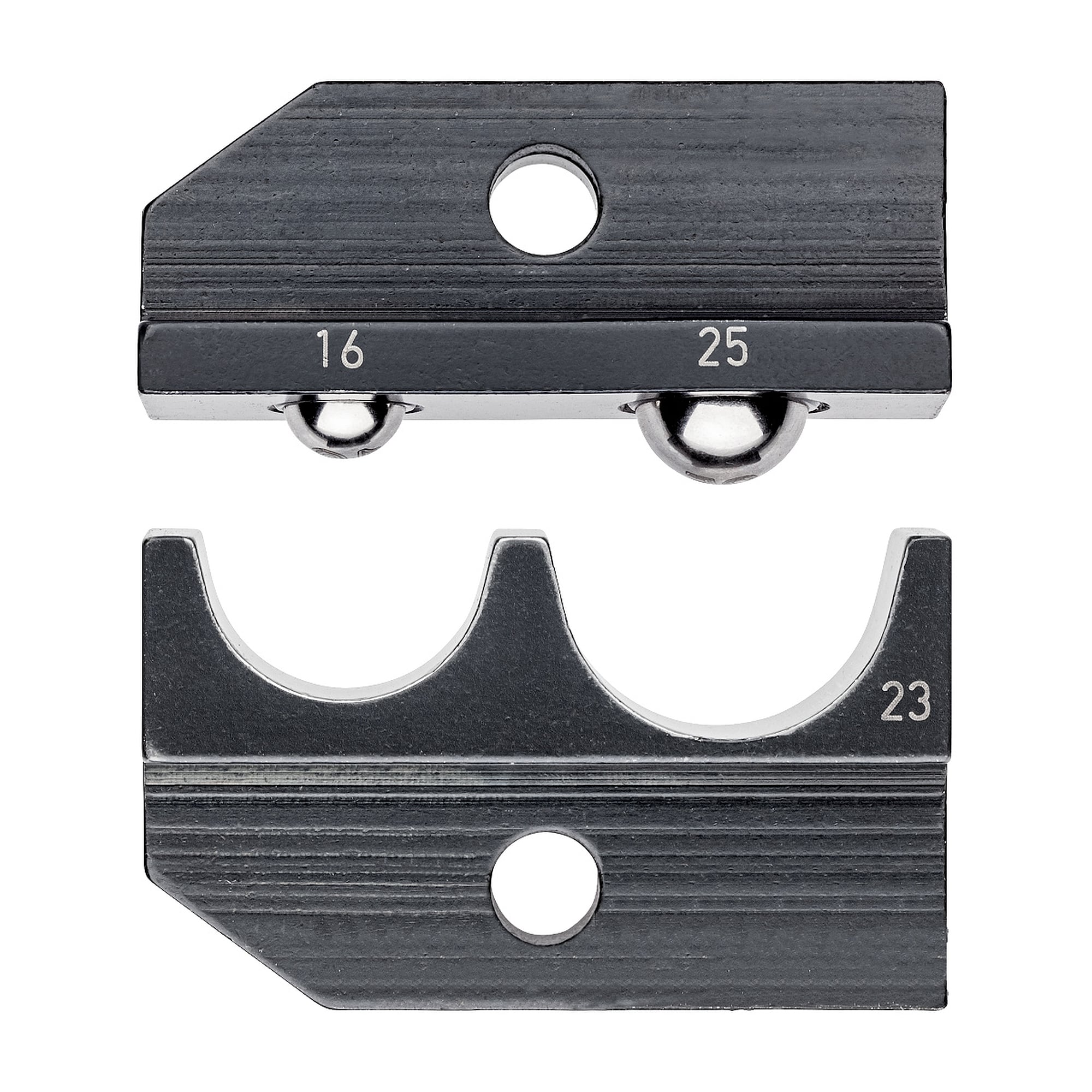 Matrice de sertissage pour cosses et connecteurs non isolés, 16 et 25 mm², 2 empreintes