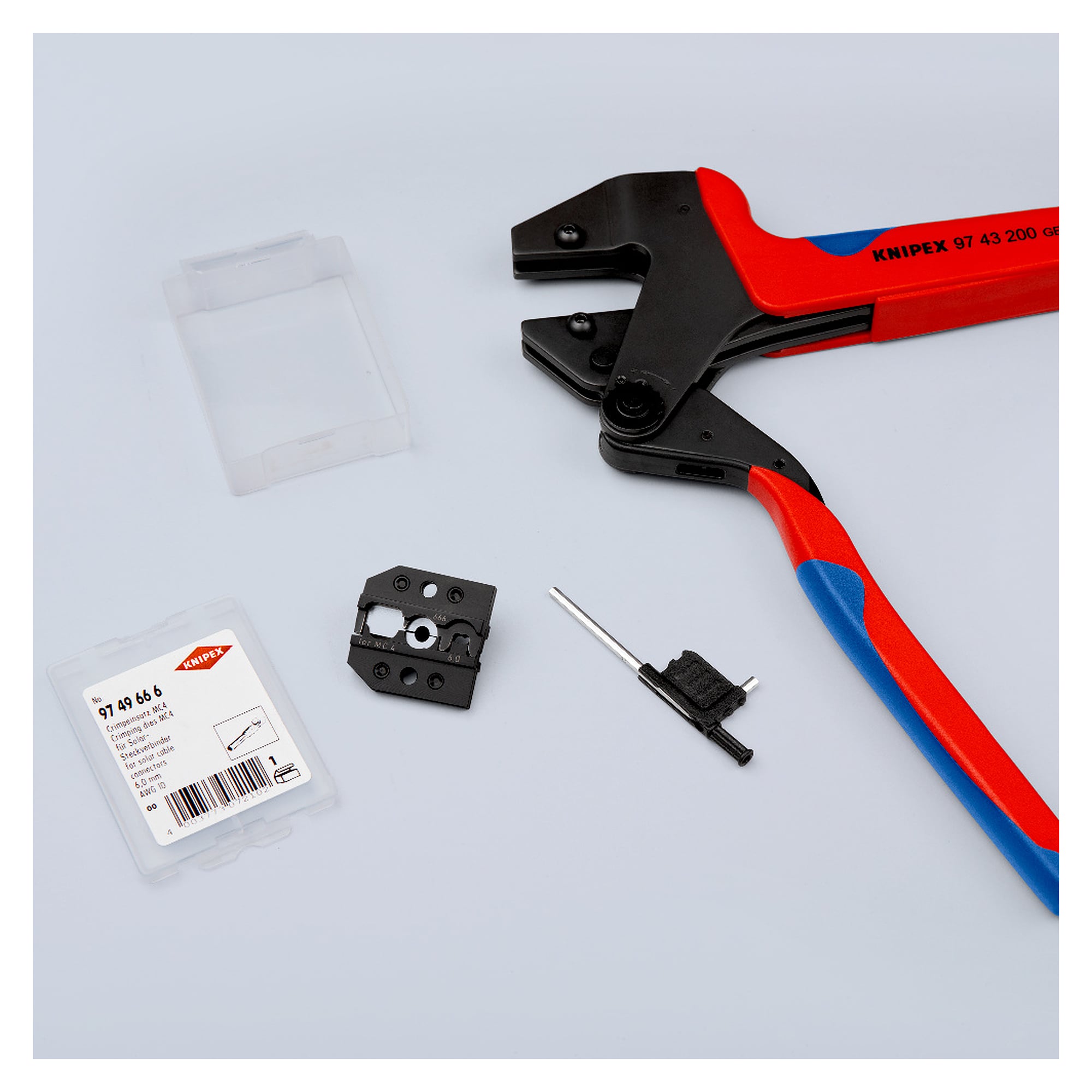Matrice de sertissage pour connecteurs PV MC4 et MC4 Evo 2, couper, dénuder, sertir, 6 mm²