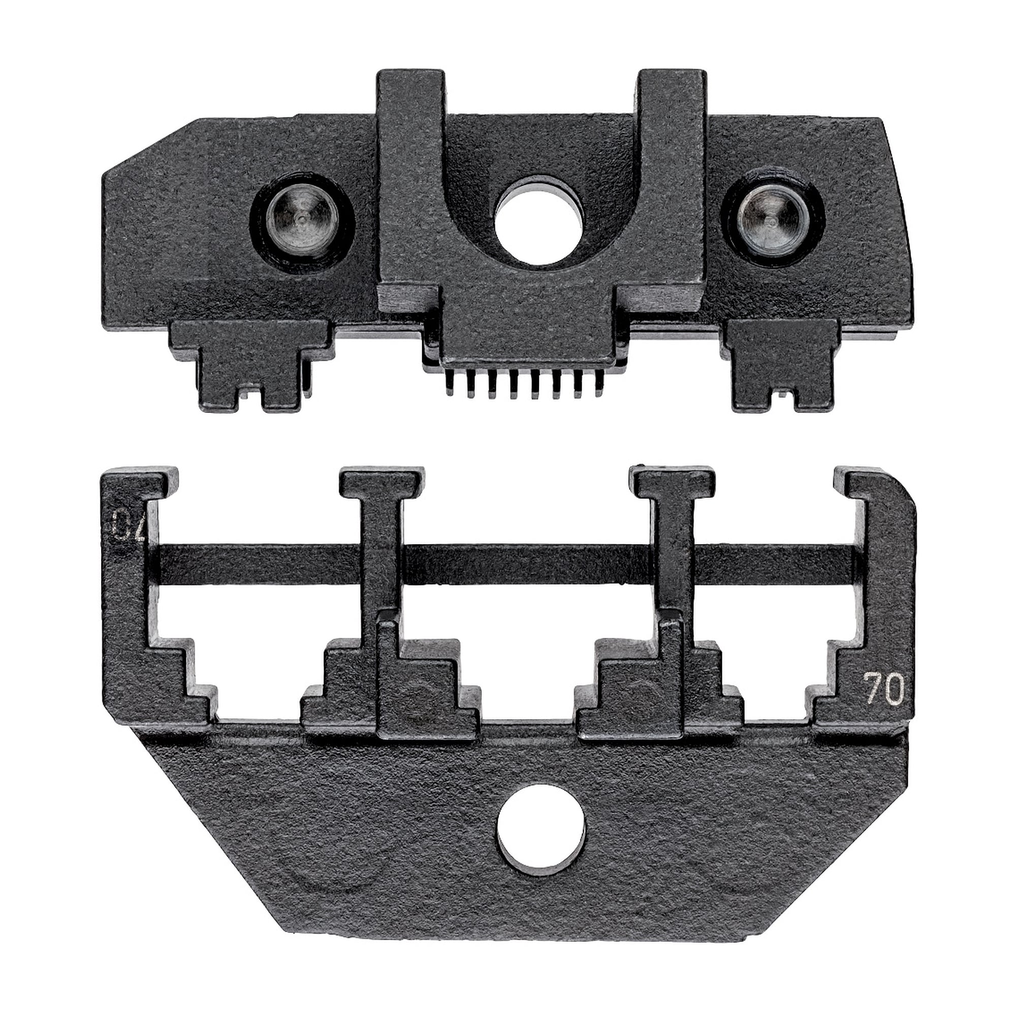 Matrice de sertissage pour connecteurs western non blindés RJ 10, RJ 11, RJ 12 et RJ 45, 4, 6 et 8 pôles