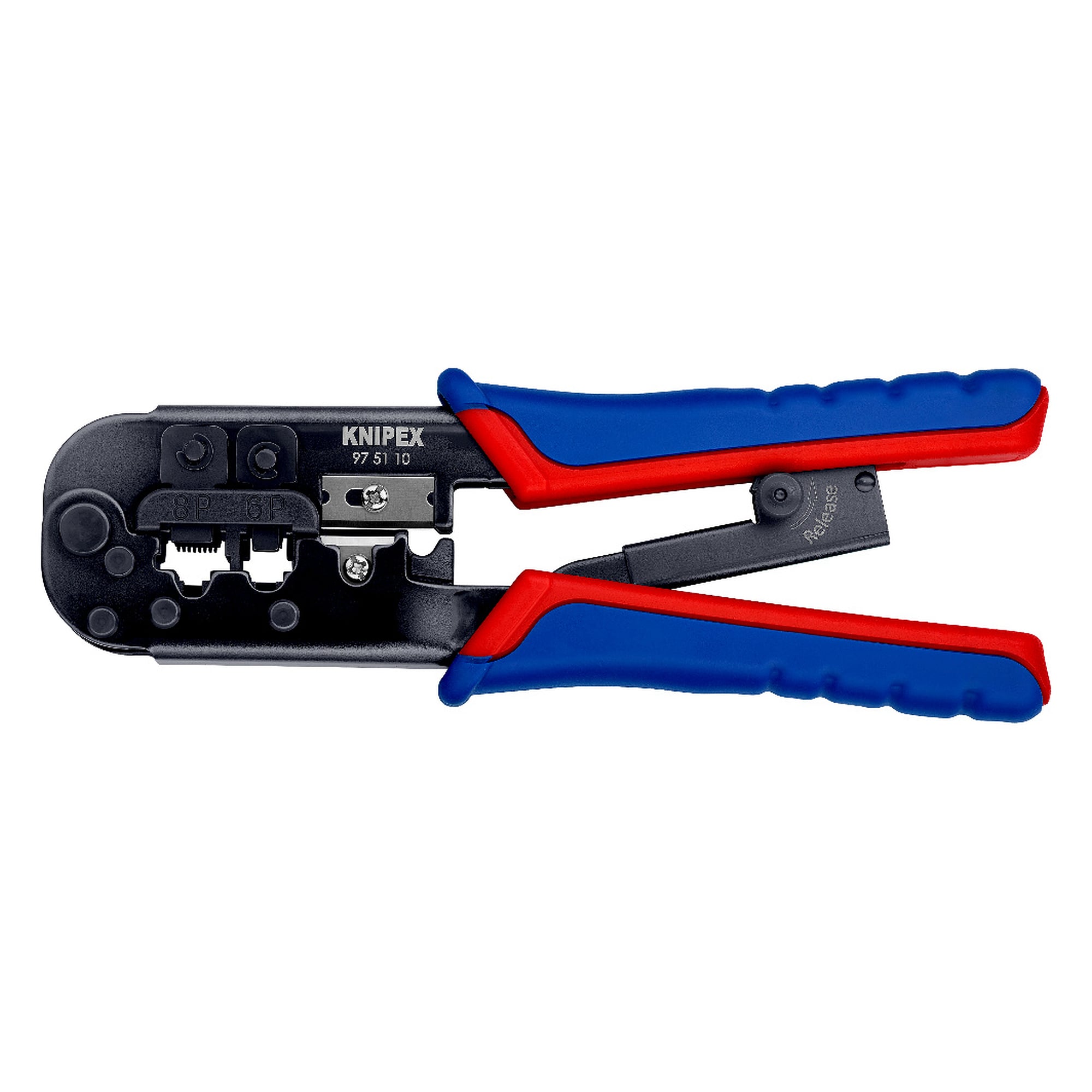 Pince à sertir pour fiches Western RJ 11/12 et RJ 45 à cliquet, 190 mm