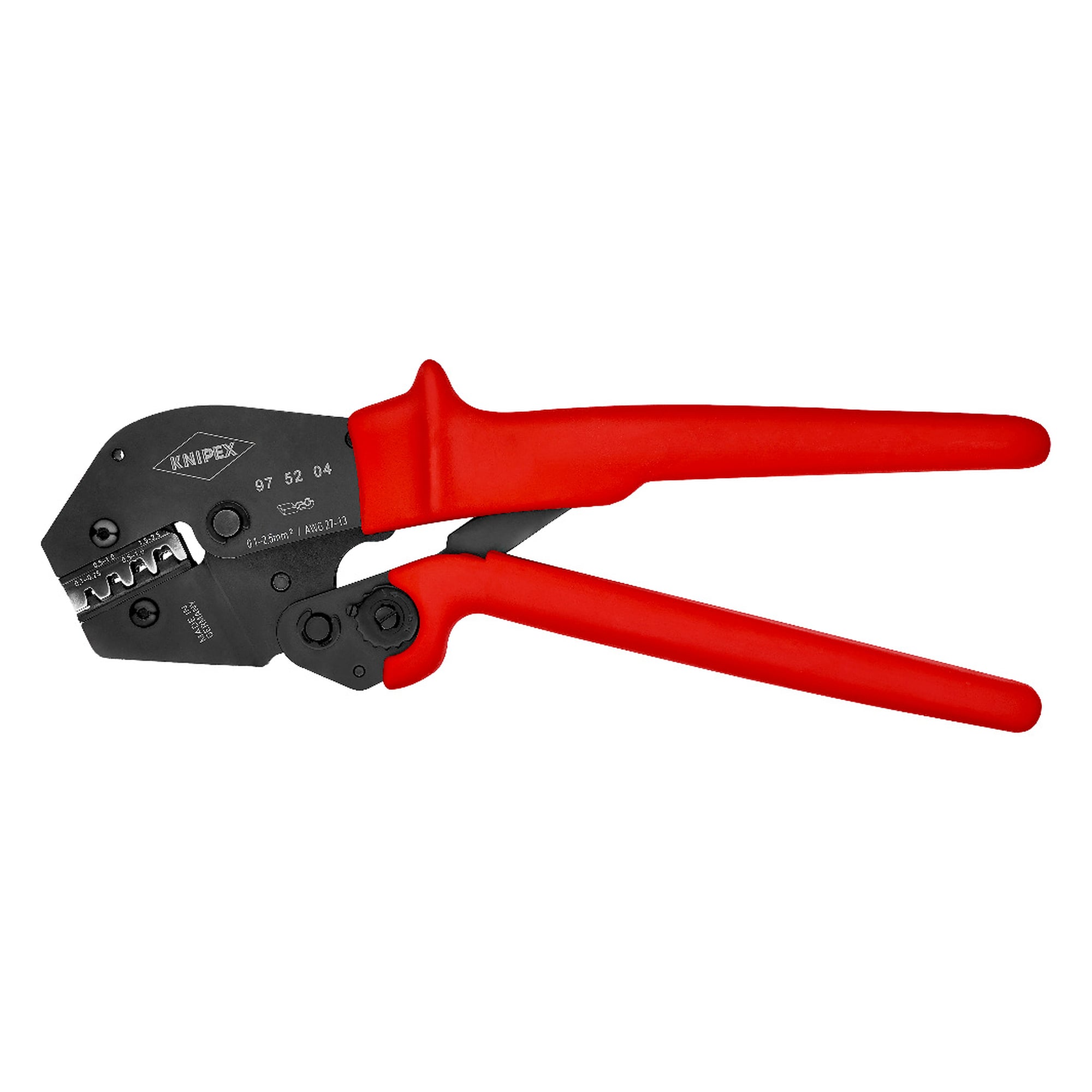 Pince à sertir pour connecteurs non isolés à fût ouvert 2,8 et 4,8 mm, 0,1 à 2,5 mm², 250 mm