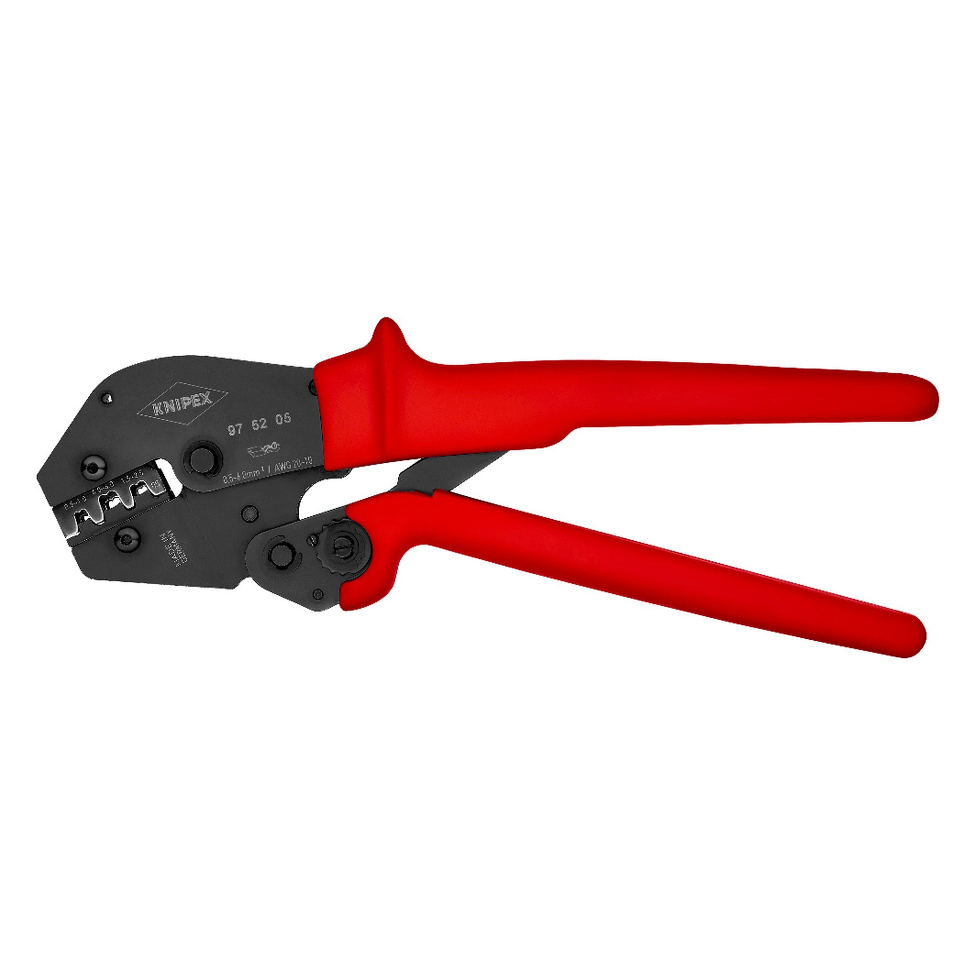 Crimpzange für unisolierte offene Steckverbinder 4,8 und 6,3 mm, 0,5 bis 6 mm², 250 mm