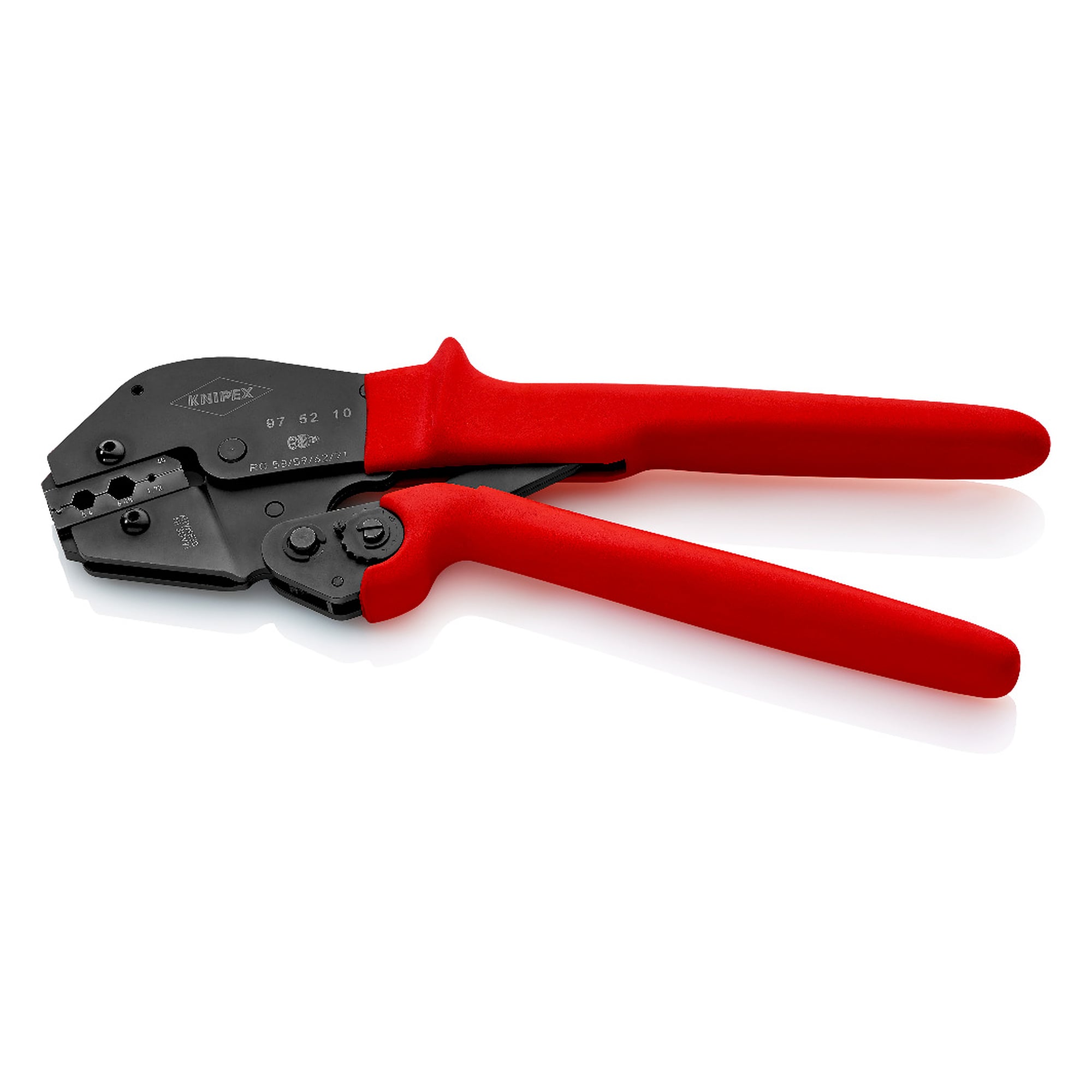 Crimping pliers for coaxial, BNC and TNC connectors, RG 58 to RG 223, two-hand operation, 250 mm