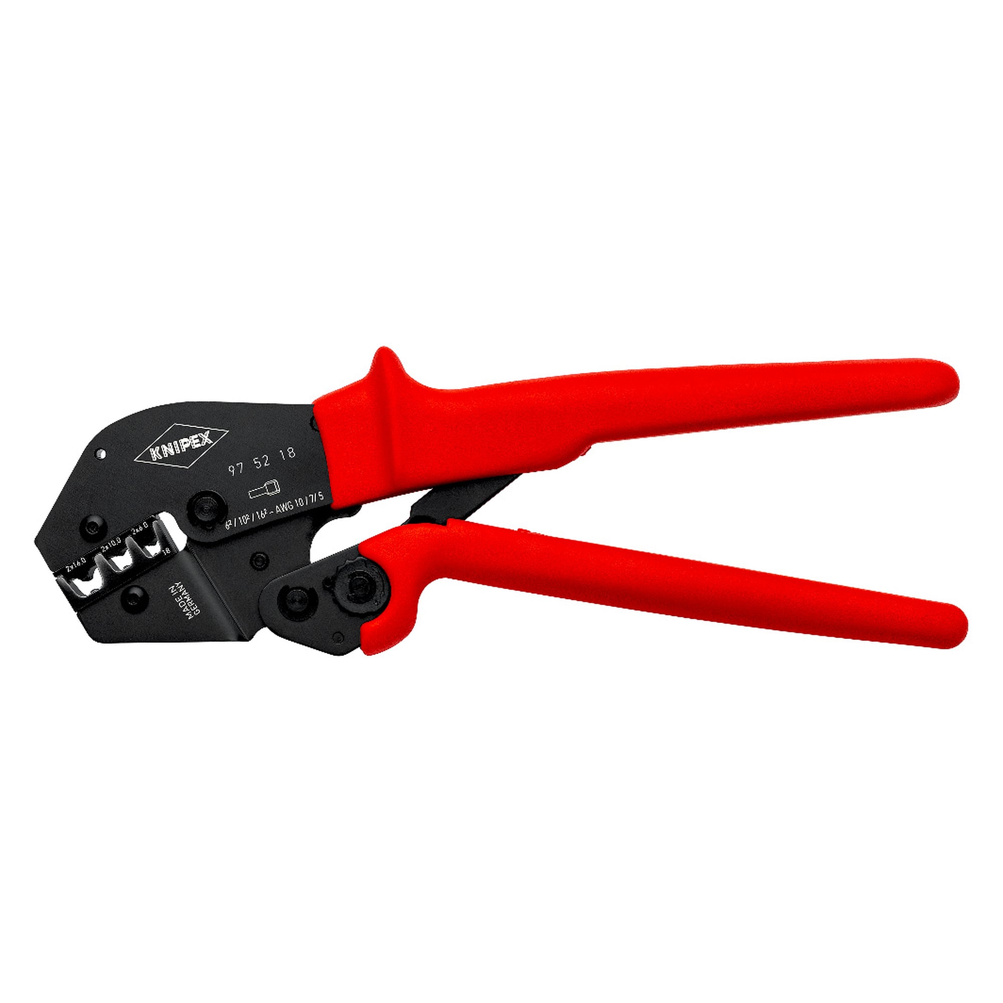 Pince à sertir pour embouts de câble jumelés 6, 10 et 16 mm², prise à deux mains, 250 mm
