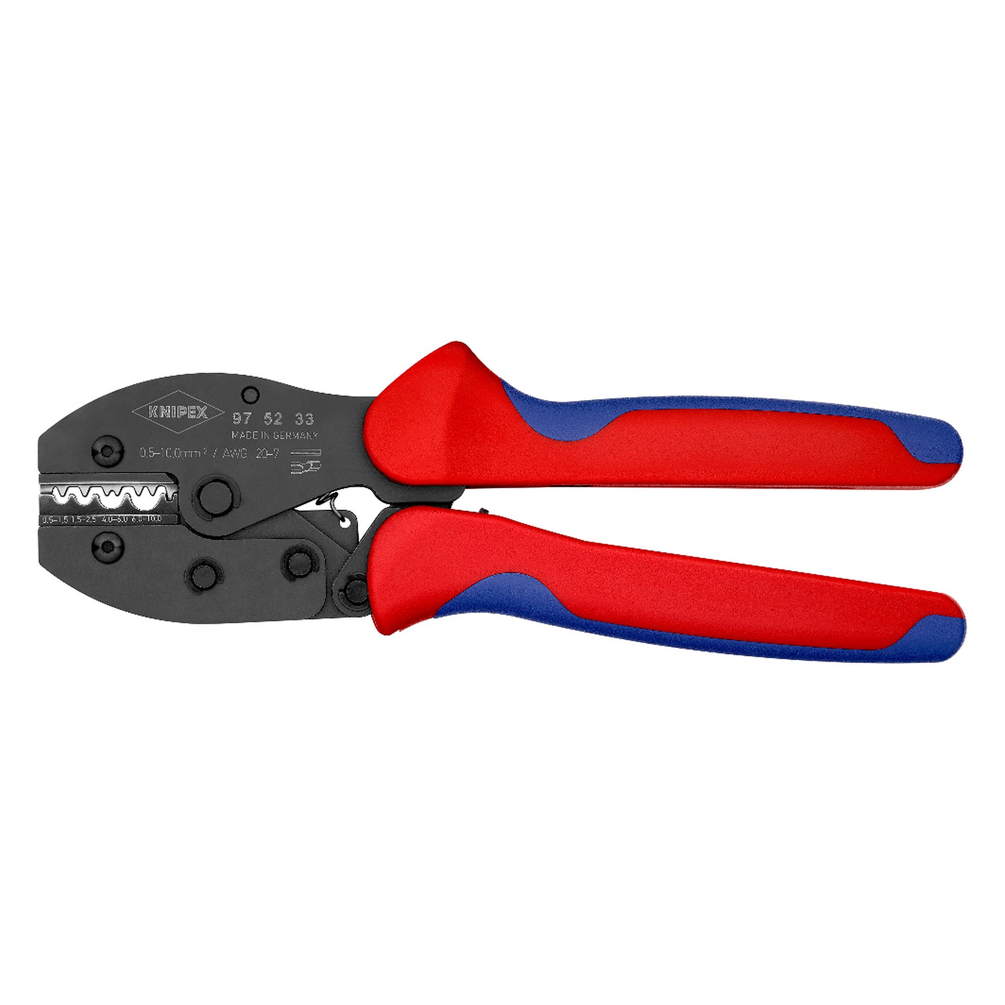 PreciForce Crimpzange für unisolierte Kabelschuhe und Verbinder, 0,5 bis 10 mm², 220 mm