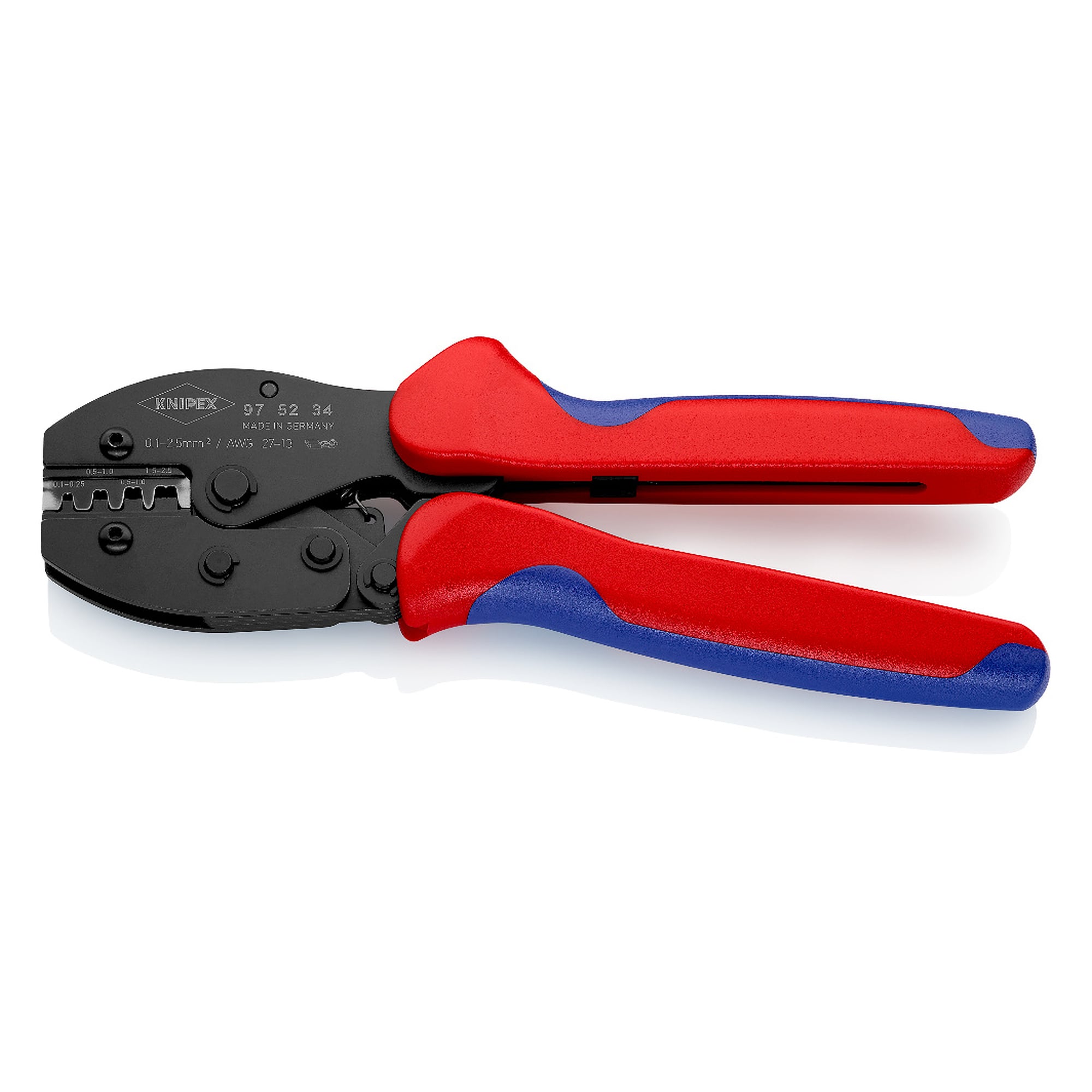 PreciForce crimping pliers for uninsulated open plug connectors 2.8 and 4.8 mm, 220 mm