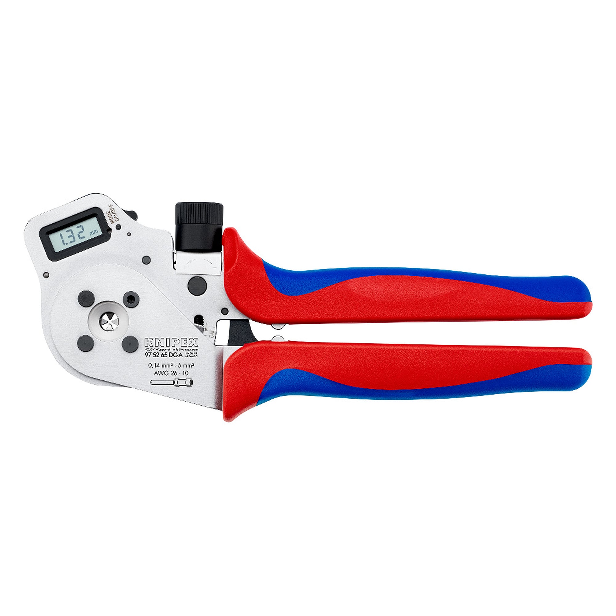 Pince à sertir à quatre points numérique pour contacts tournés 0,14 - 6 mm², sans positionneur, 240 mm