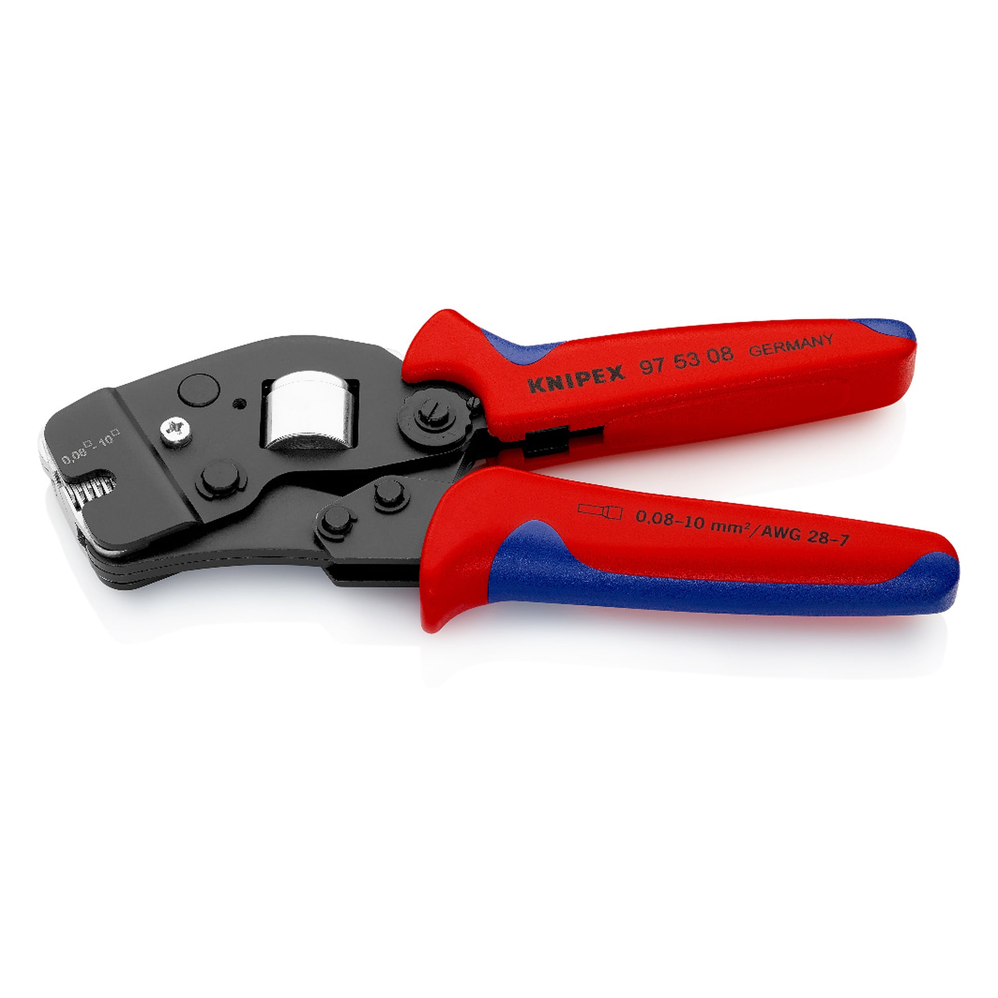 Self-adjusting crimping pliers for wire ferrules 0.08 to 10 mm² with front loading, 190 mm