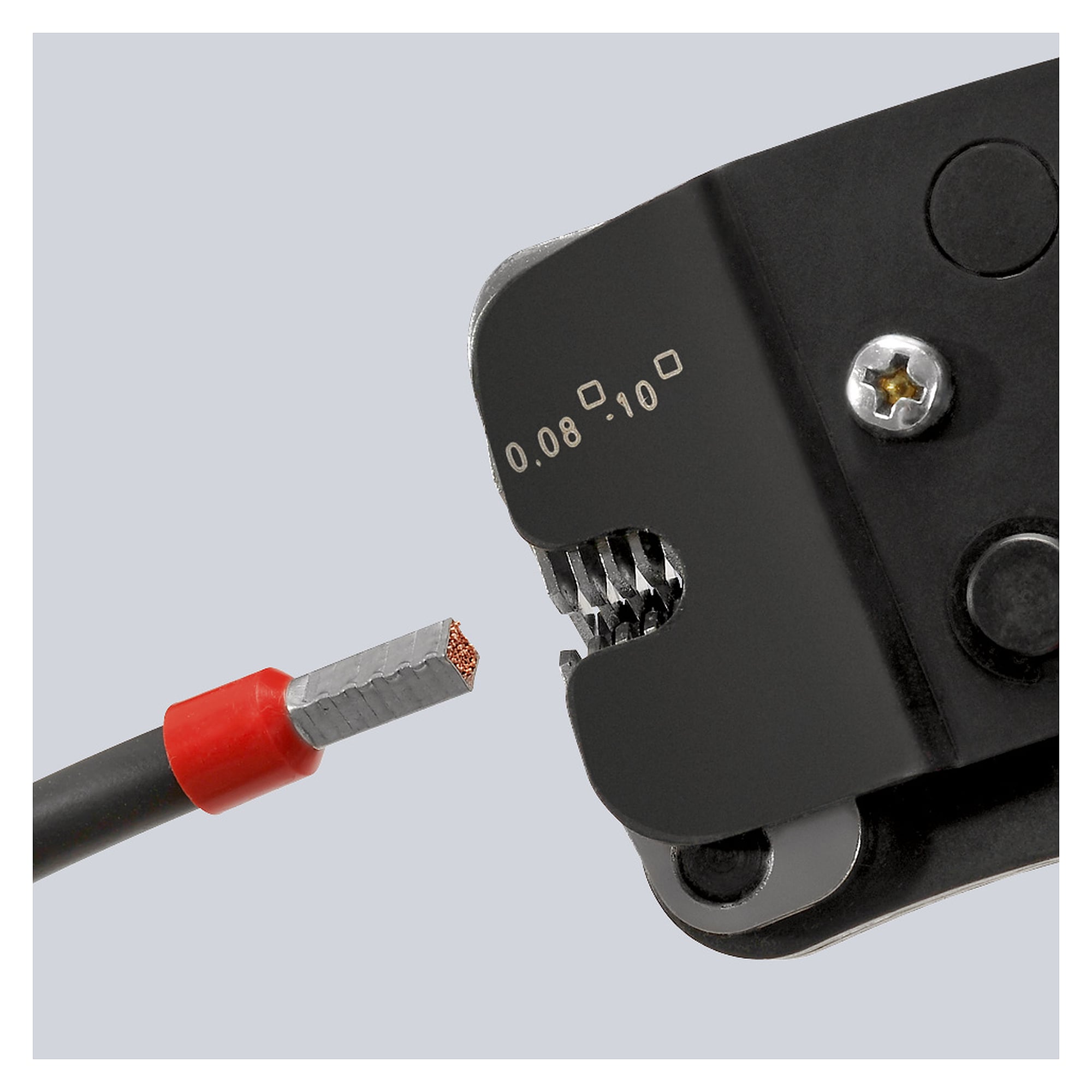Self-adjusting crimping pliers for wire ferrules 0.08 to 10 mm² with front loading, 190 mm