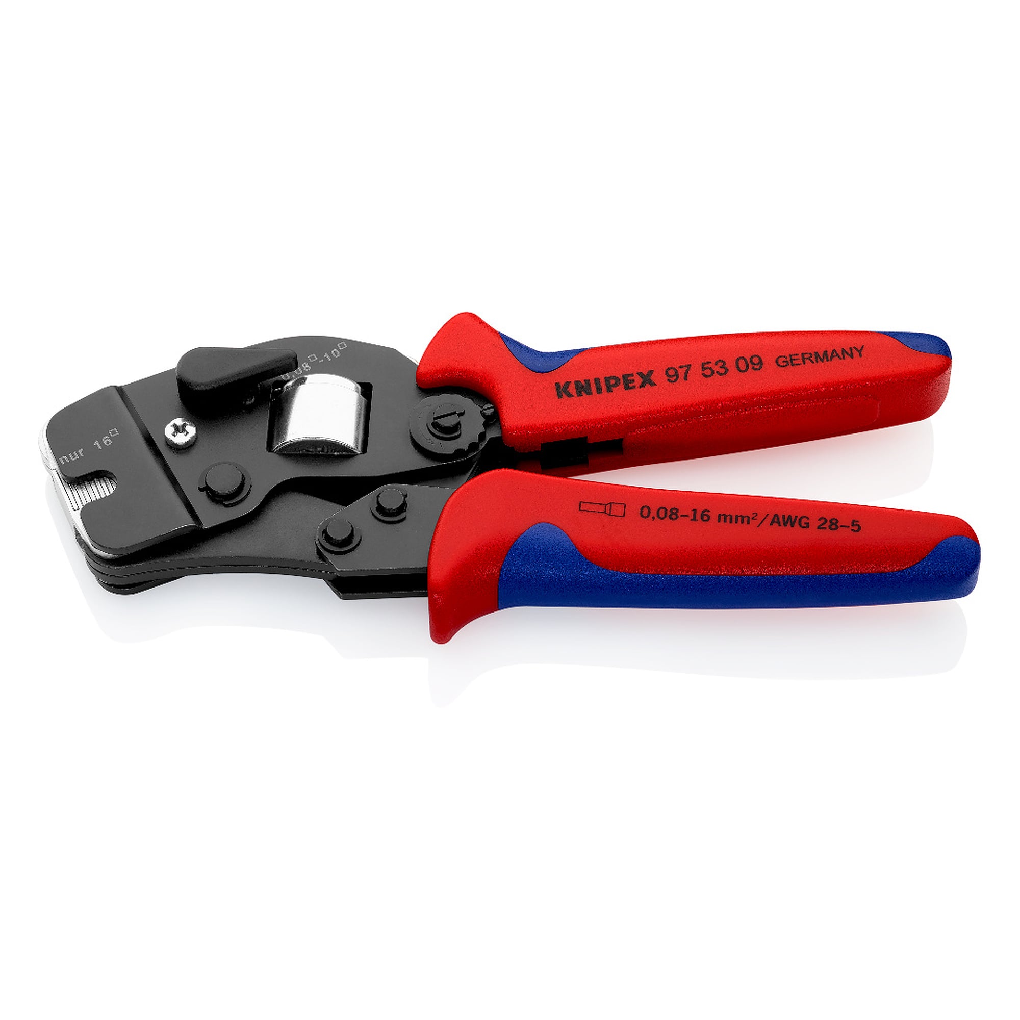 Self-adjusting crimping pliers for wire ferrules 0.08 to 16 mm² with front loading, 190 mm