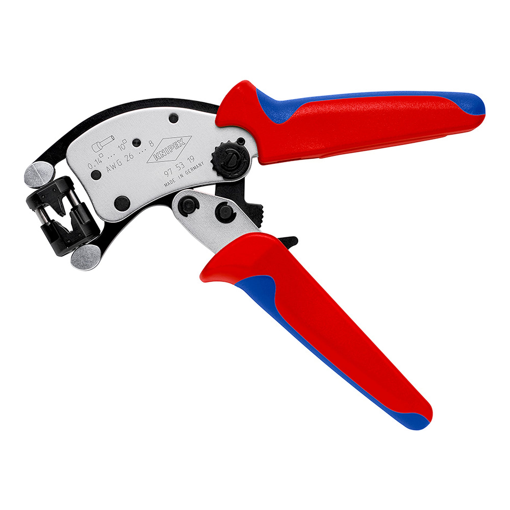 Twistor T self-adjusting crimping pliers for wire end ferrules 0.14 to 10 mm², rotatable crimping head, 200 mm