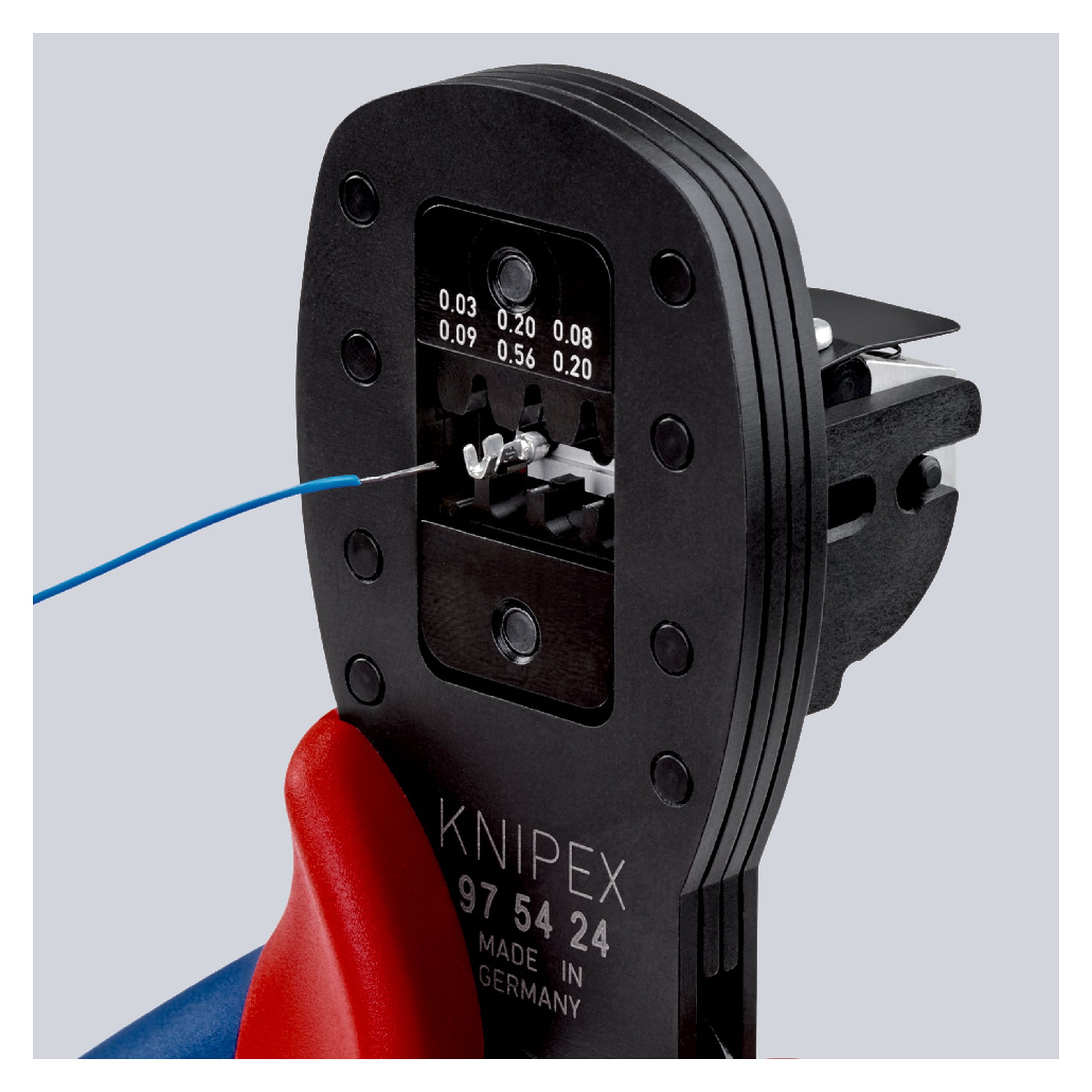 Pince à sertir pour micro-connecteurs sertissage parallèle D-Sub 0,03 à 0,56 mm², 190 mm