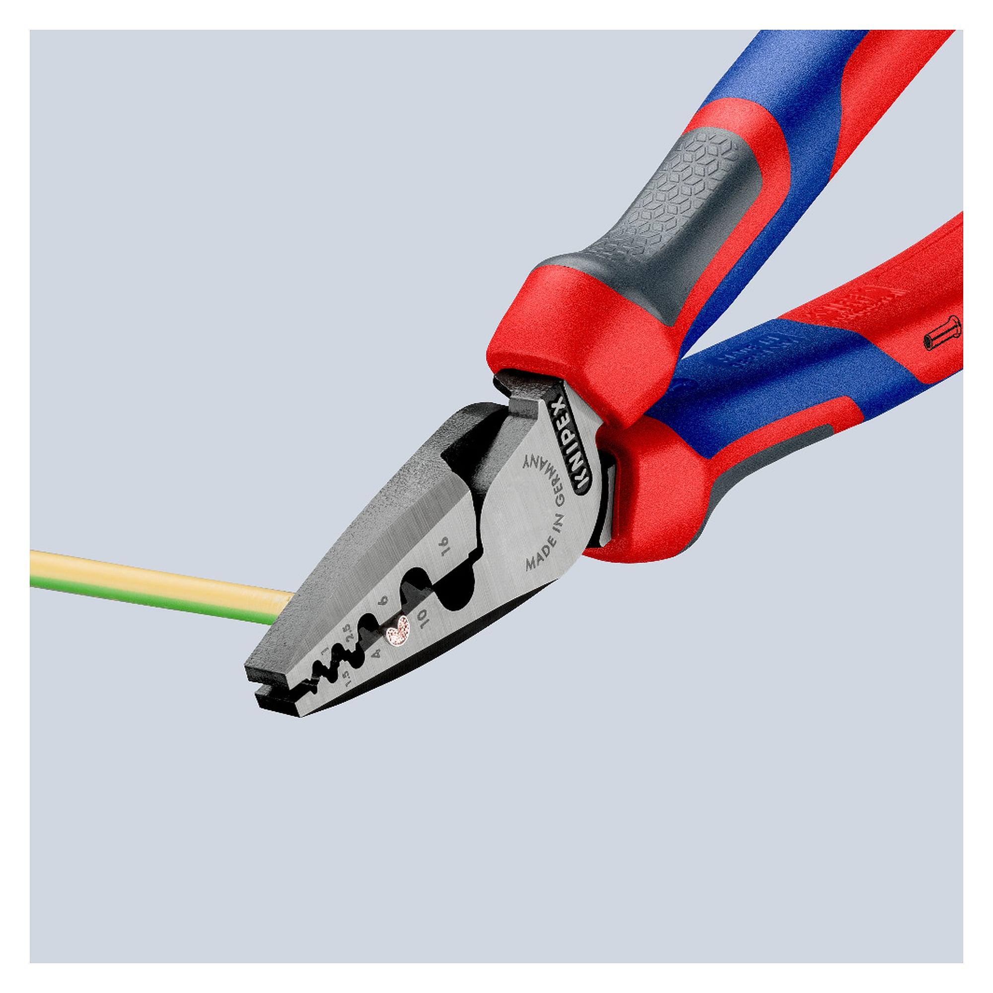 Crimpzange für Aderendhülsen 0,25 - 16,0 mm², neun Profile, Comfort-Griffe, 180 mm