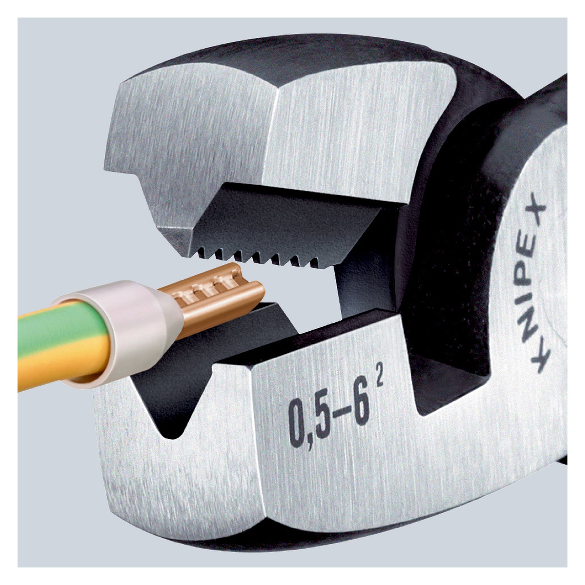Crimping pliers for wire ferrules with front loading, 0.5 - 6.0 mm², 13 mm slim, 180 mm