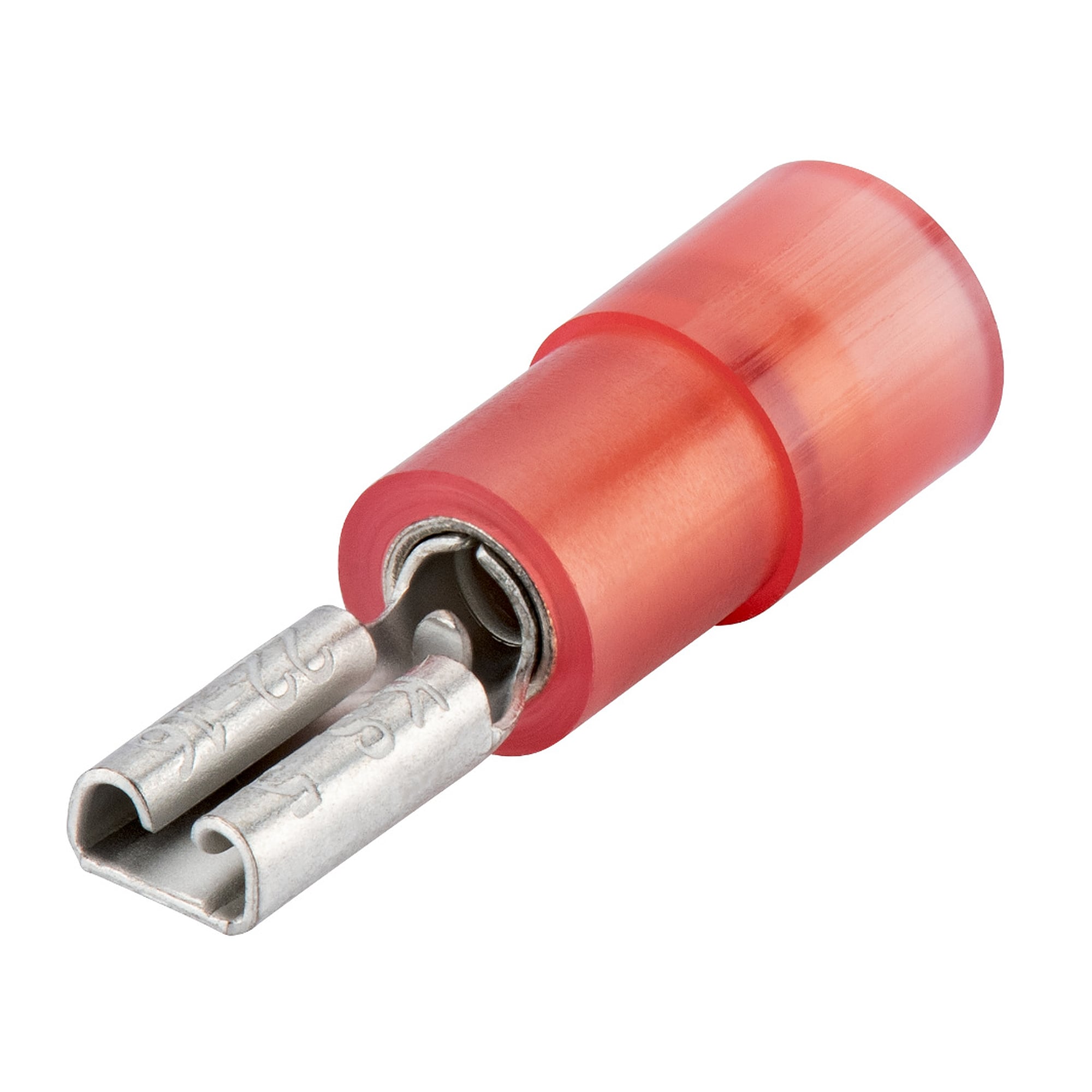 Cosses clips femelles isolées, largeur de clip 4,8 mm, laiton étamé, couleur rouge, 100 pièces