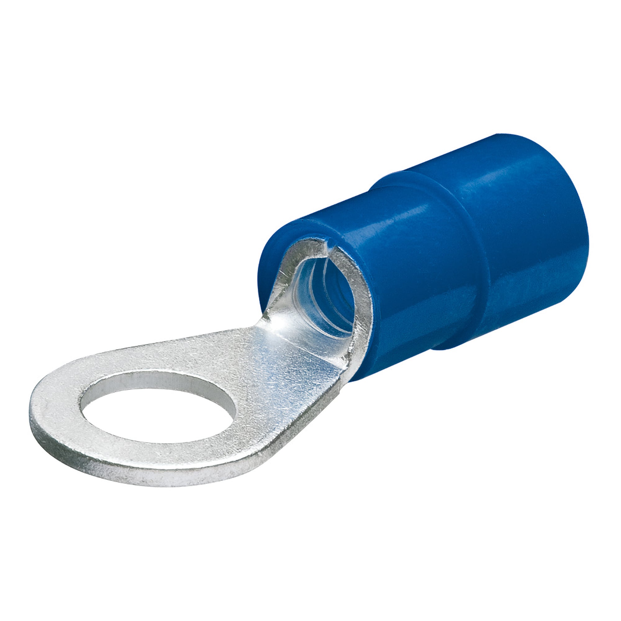 Cable connectors eye type, insulated, screw diameter 5 mm, blue, 100 pieces
