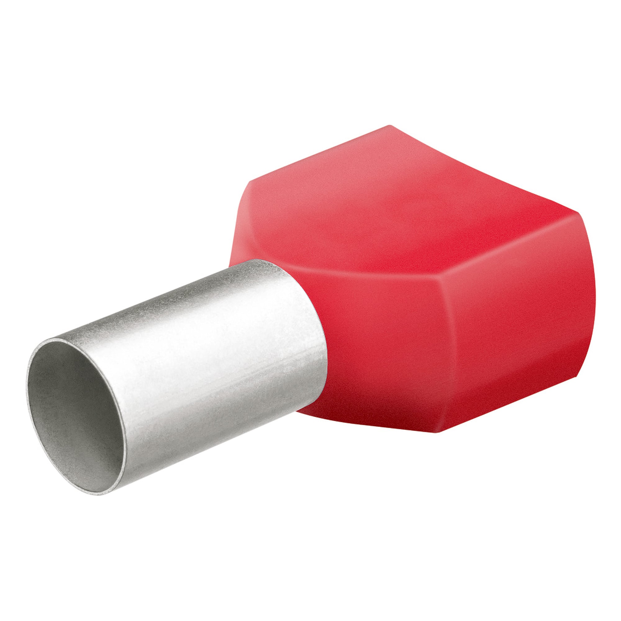 Twin wire ferrules with plastic collar 2 x 1 mm² red, 200 pieces