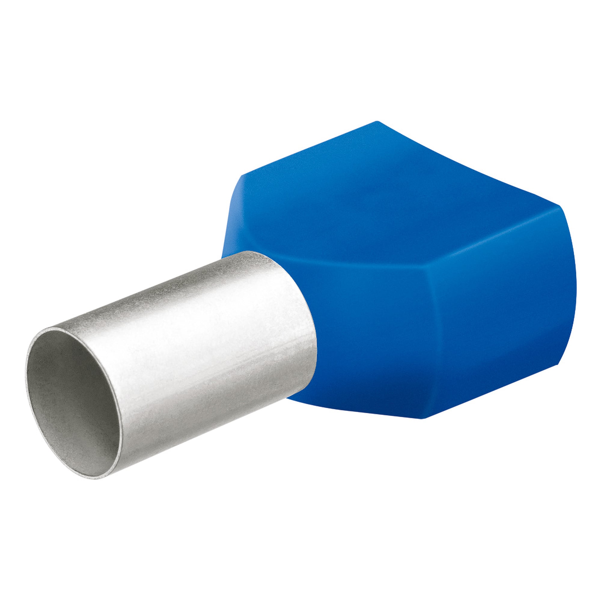 Twin wire ferrules with plastic collar 2 x 16 mm² blue, 25 pieces