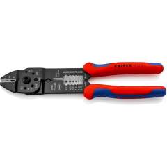 Knipex 97 21 215 SB. Crimping pliers, black lacquered, 230 mm, sales packaging