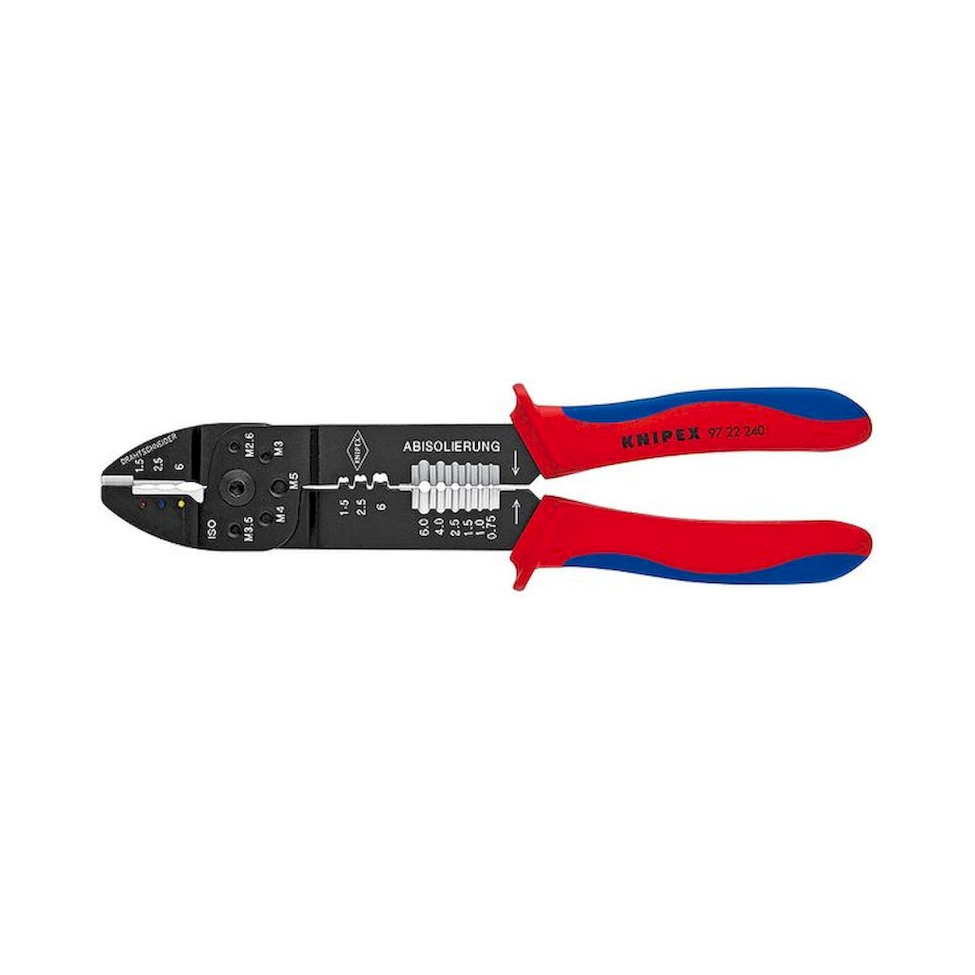 Knipex 97 22 240. Crimping pliers, painted black, with multi-component grips, 240 mm