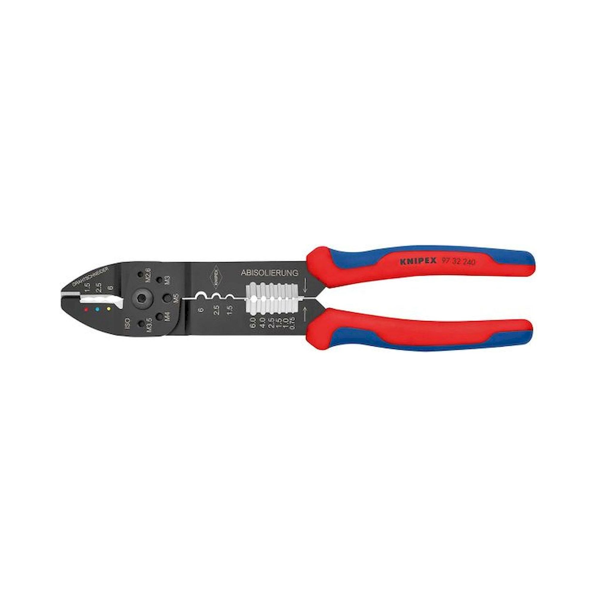 Knipex 97 32 240. Crimping pliers, painted black, with multi-component sleeves, 240 mm