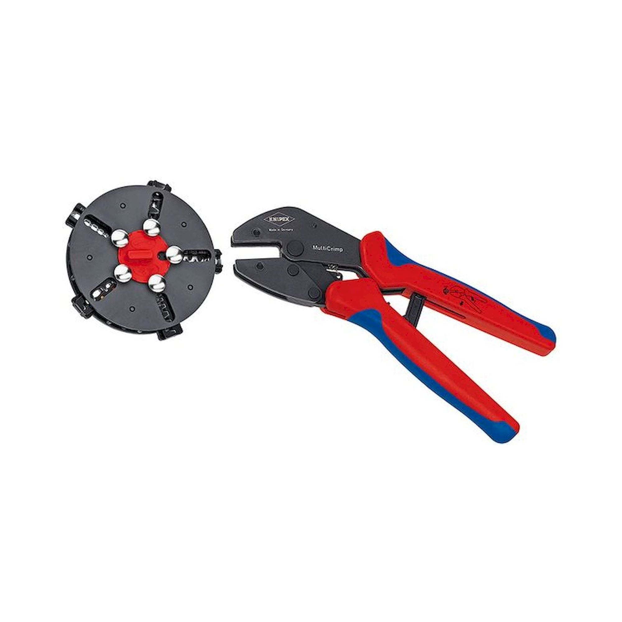 Knipex 97 33 02. MultiCrimp, Crimpzange mit Wechselmagazin, inkl. 5 Crimpeinsätzen, 250 mm