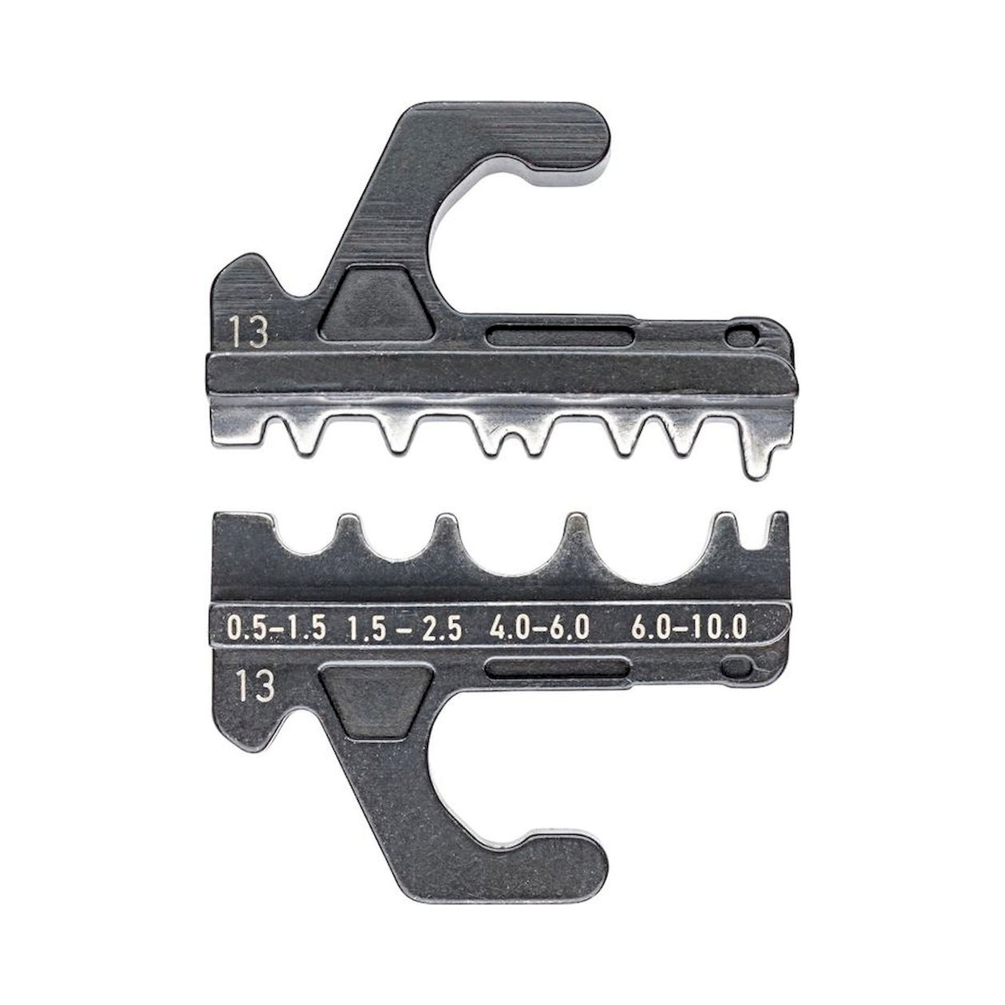 Knipex 97 39 13. Jeu de matrices de sertissage pour cosses à sertir non isolées, cosses tubulaires, cosses à sertir et connecteurs à sertir.
