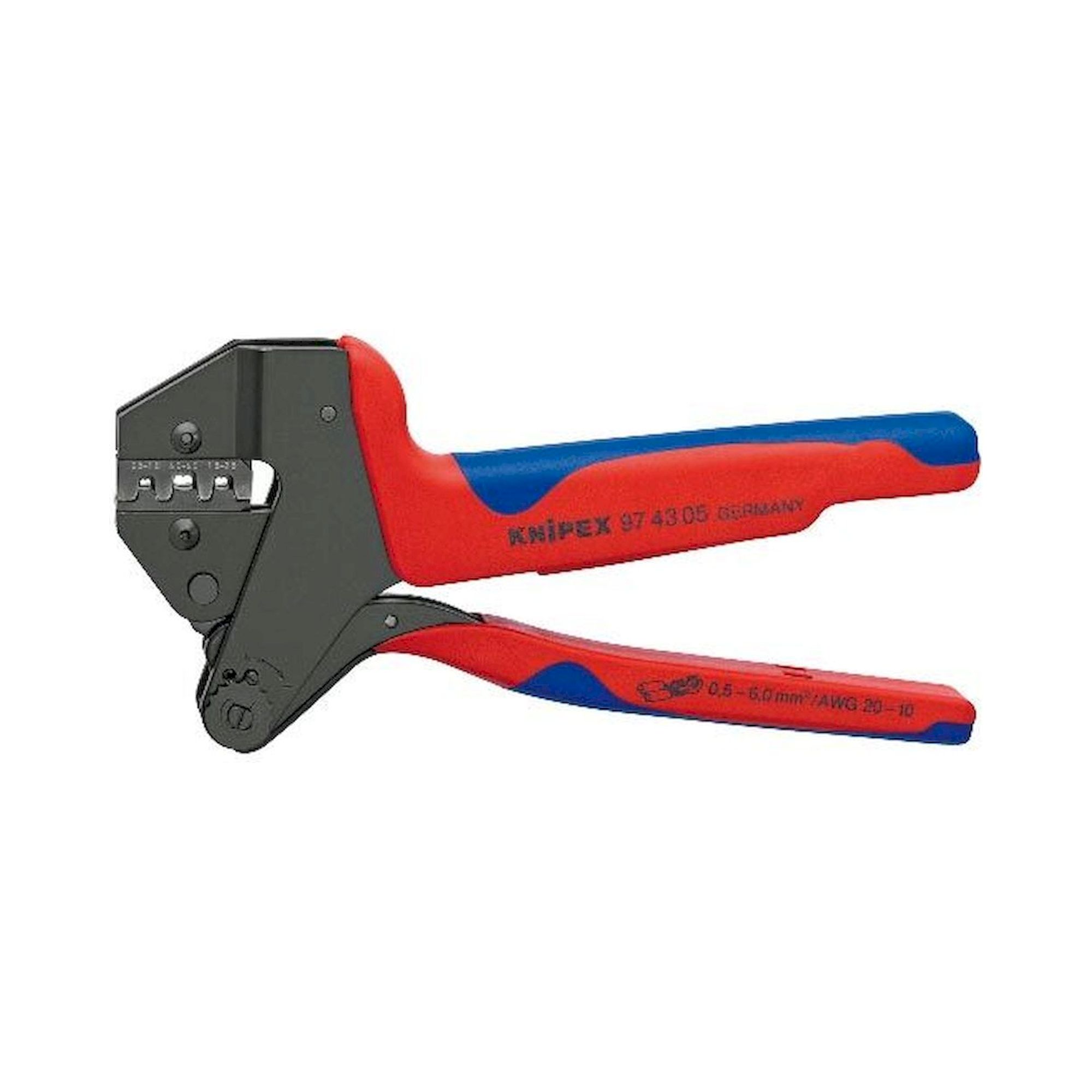 Knipex 97 43 05. Crimping system pliers for exchangeable crimping dies, black oxide finish, 200 mm