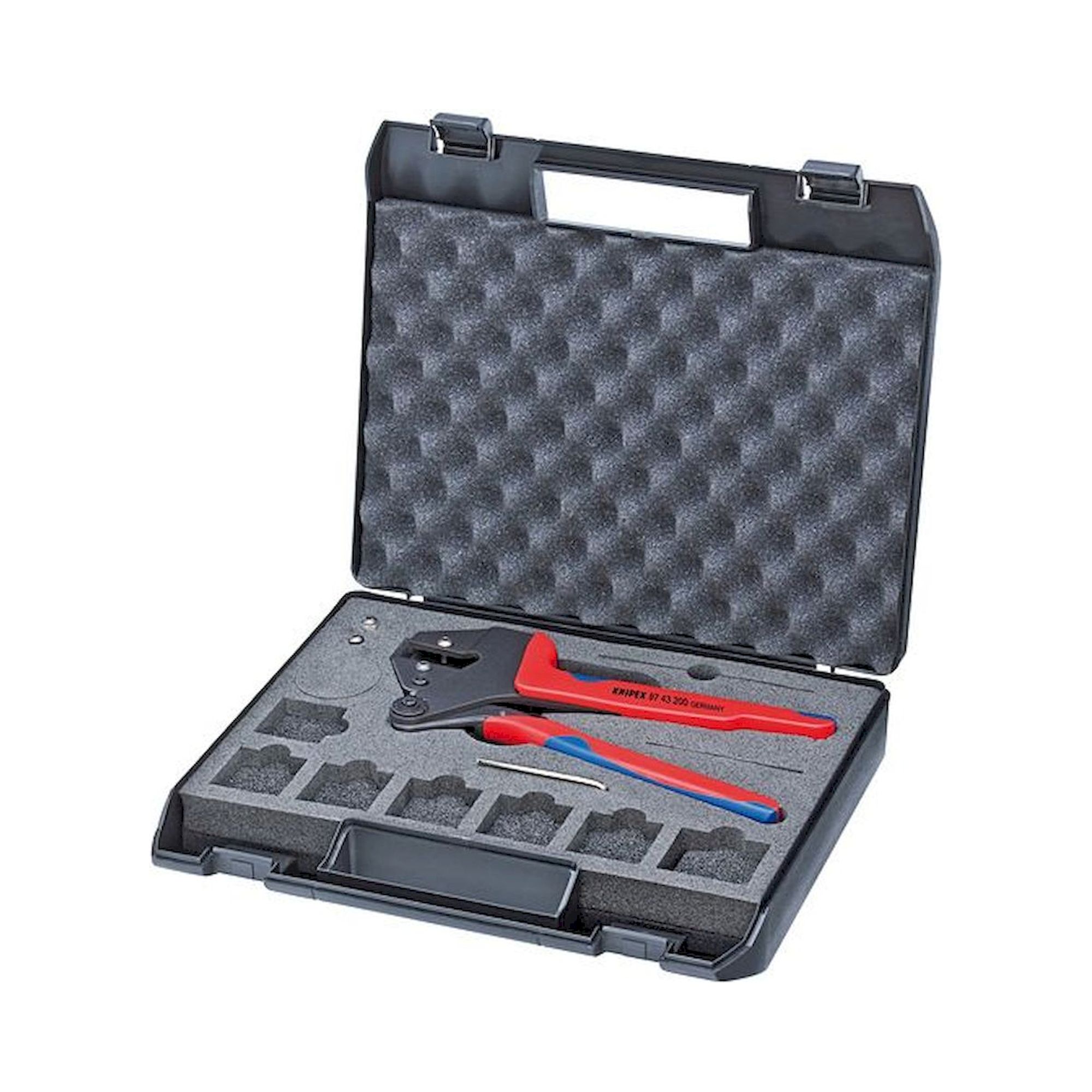 Knipex 97 43 200. Crimping system pliers, for exchangeable crimping dies, black oxide finish, 200 mm