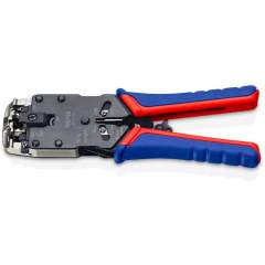 Knipex 97 51 12 SB. Crimping pliers for Western plugs, burnished, RJ 10, RJ 11/12, RJ 45, 200 mm, SB packaging