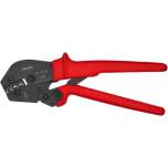 Knipex 97 52 05 SB. Crimping pliers, also for two-hand operation, burnished, for non-insulated open connectors (4.8 + 6.3 mm), 250 mm, sales packaging