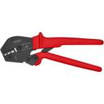 Knipex 97 52 06 SB. Crimping pliers, also for two-hand operation, burnished, for insulated cable lugs + connectors + butt connectors, 250 mm, sales packaging