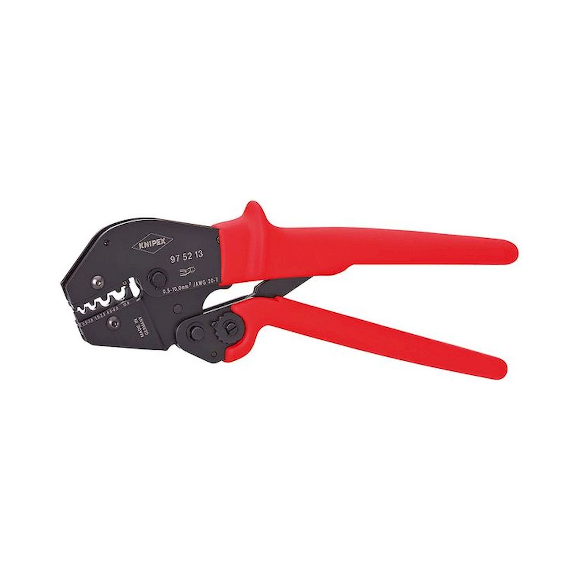 Knipex 97 52 13. Crimping pliers, also for two-hand operation, black oxide finish, for uninsulated cable lugs + connectors, 250 mm