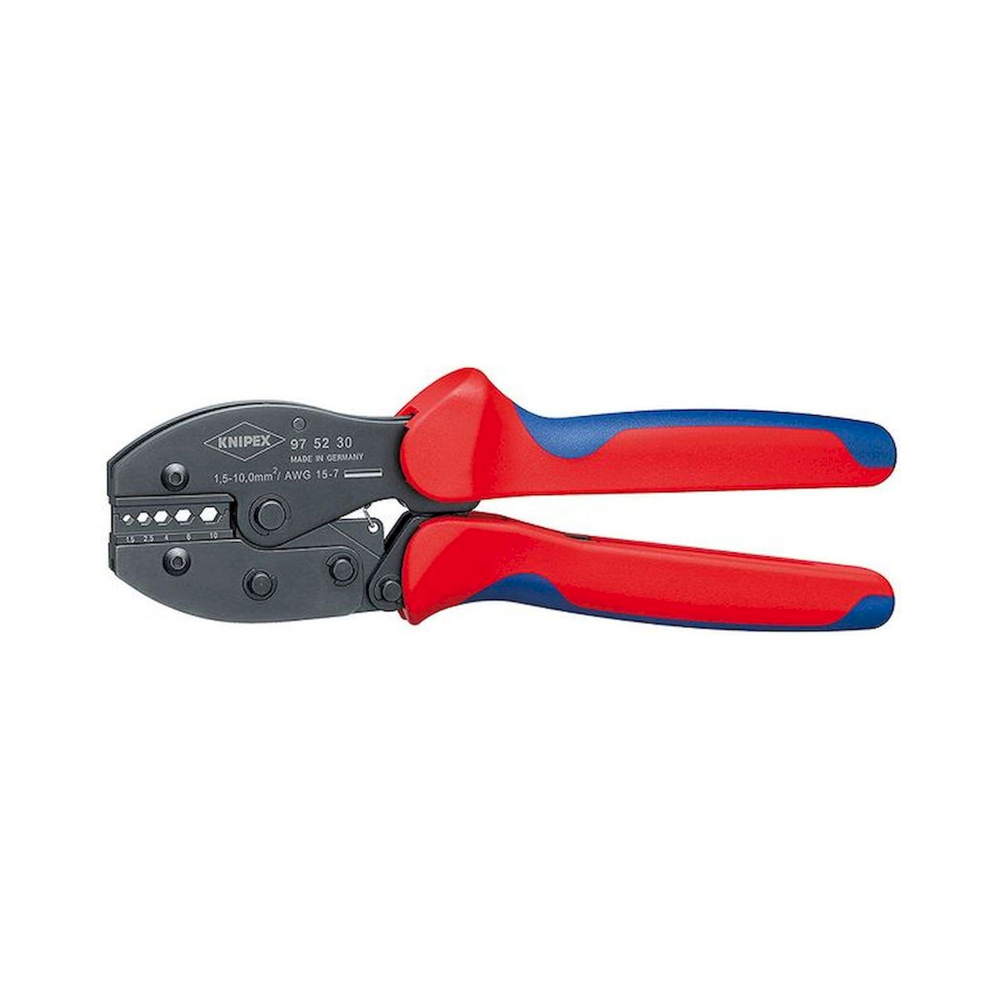 Knipex 97 52 30. PreciForce Crimpzange, brüniert, für unisolierte Pressverbinder, 220 mm