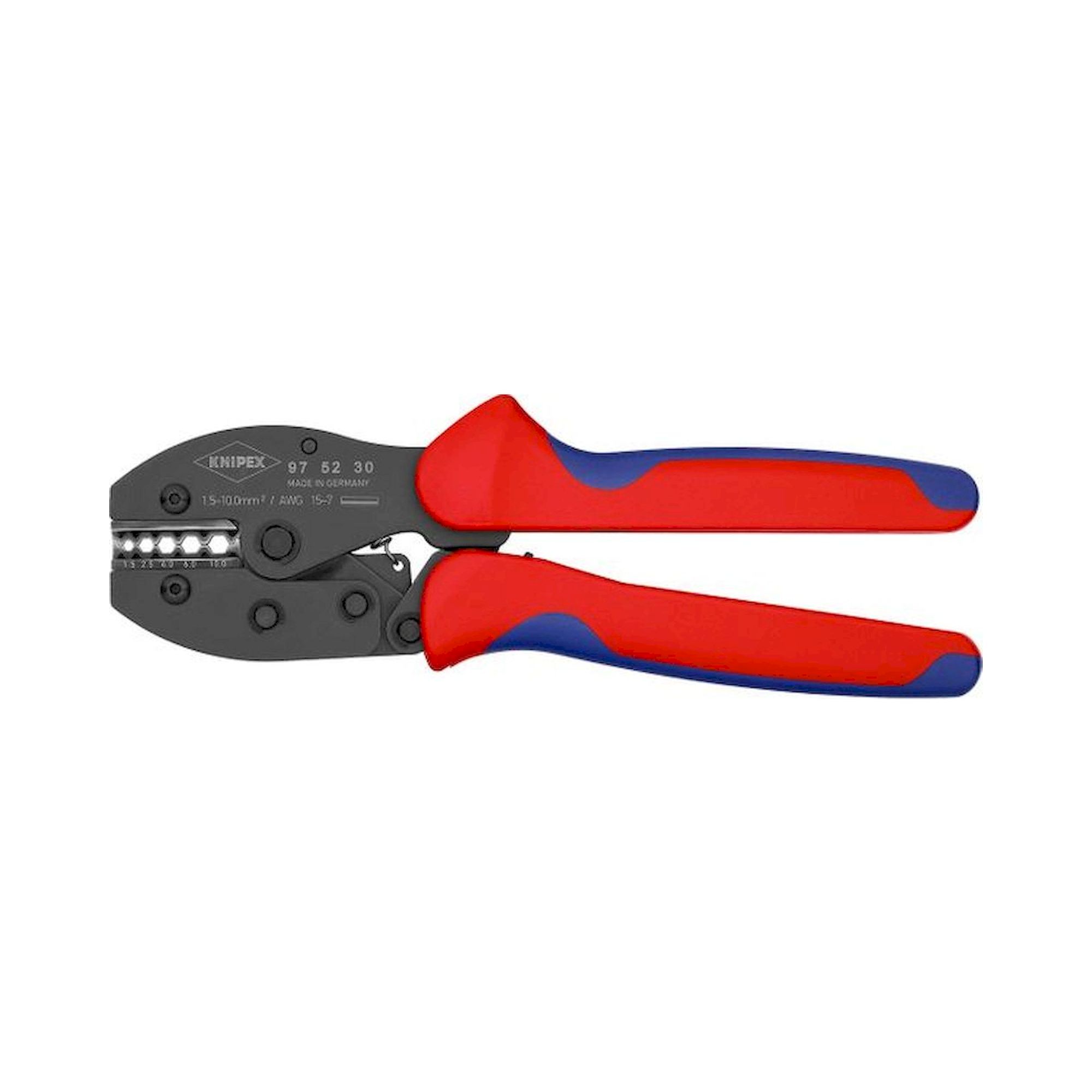 Knipex 97 52 30 SB. PreciForce Crimpzange, brüniert, für unisolierte Pressverbinder, 220 mm, SB Verpackung