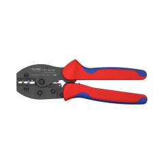 Knipex 97 52 36 SB. PreciForce Crimpzange, brüniert, für isolierte Kabelschuhe + Steckverbinder + Stoßverbinder, 220 mm, SB Verpackung