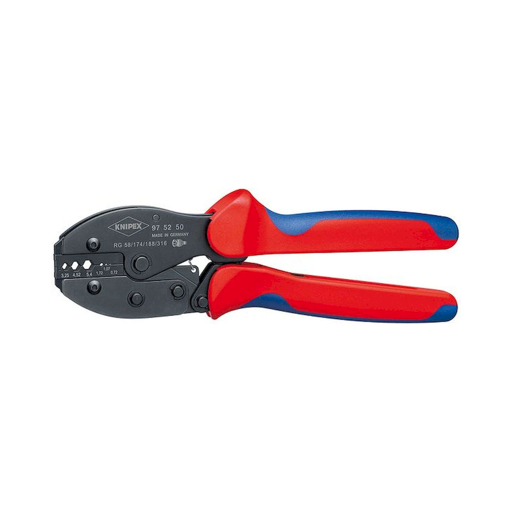 Knipex 97 52 50. PreciForce crimping pliers, black oxide finish, for coaxial BNC connectors, 220 mm